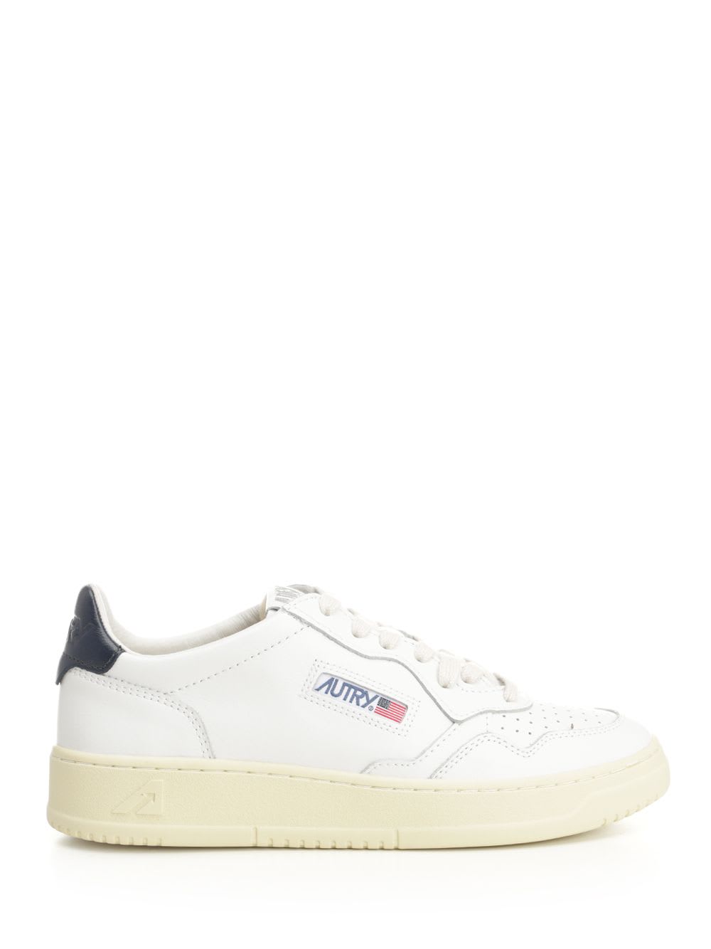 Autry Medalist Sneakers In White And Blue Leather In White