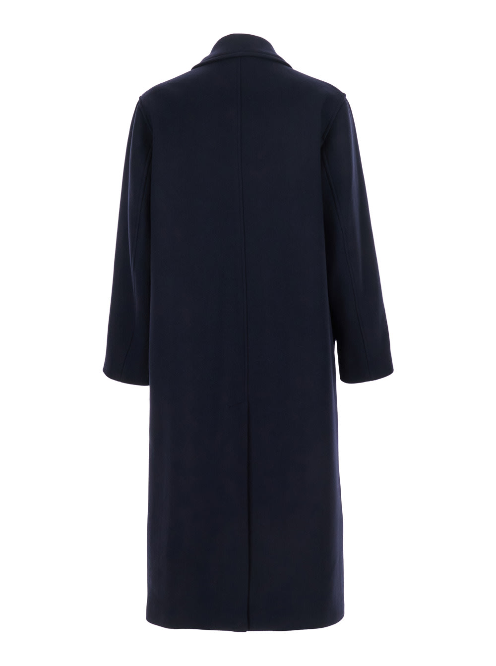 Sunflower Blue Coat With Classic Collar And Wide Sleeves In Wool Blend Man In Blue