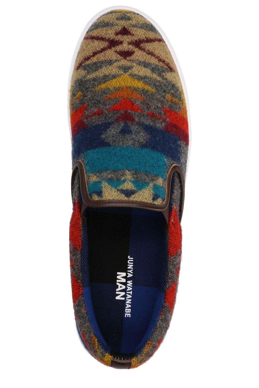 Junya Watanabe Jacquard Slip-on Sneakers In Grey