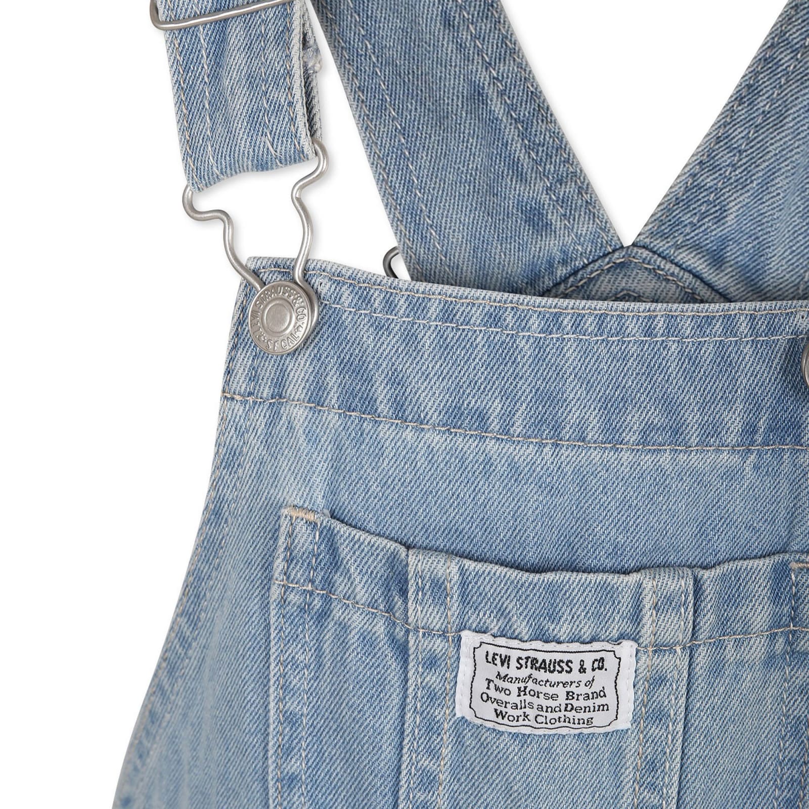 Shop Levi's Blue Dungarees For Girl With Logo In Denim