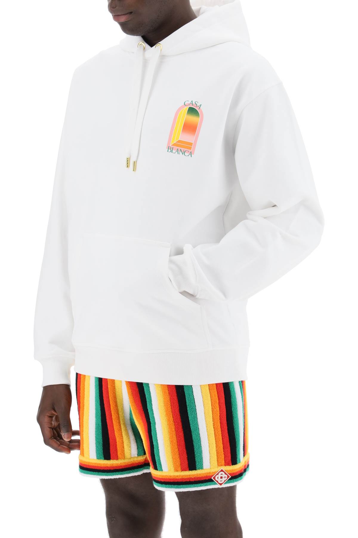 Shop Casablanca Gradient Hooded Larche In Gradient Arch Logo (white)