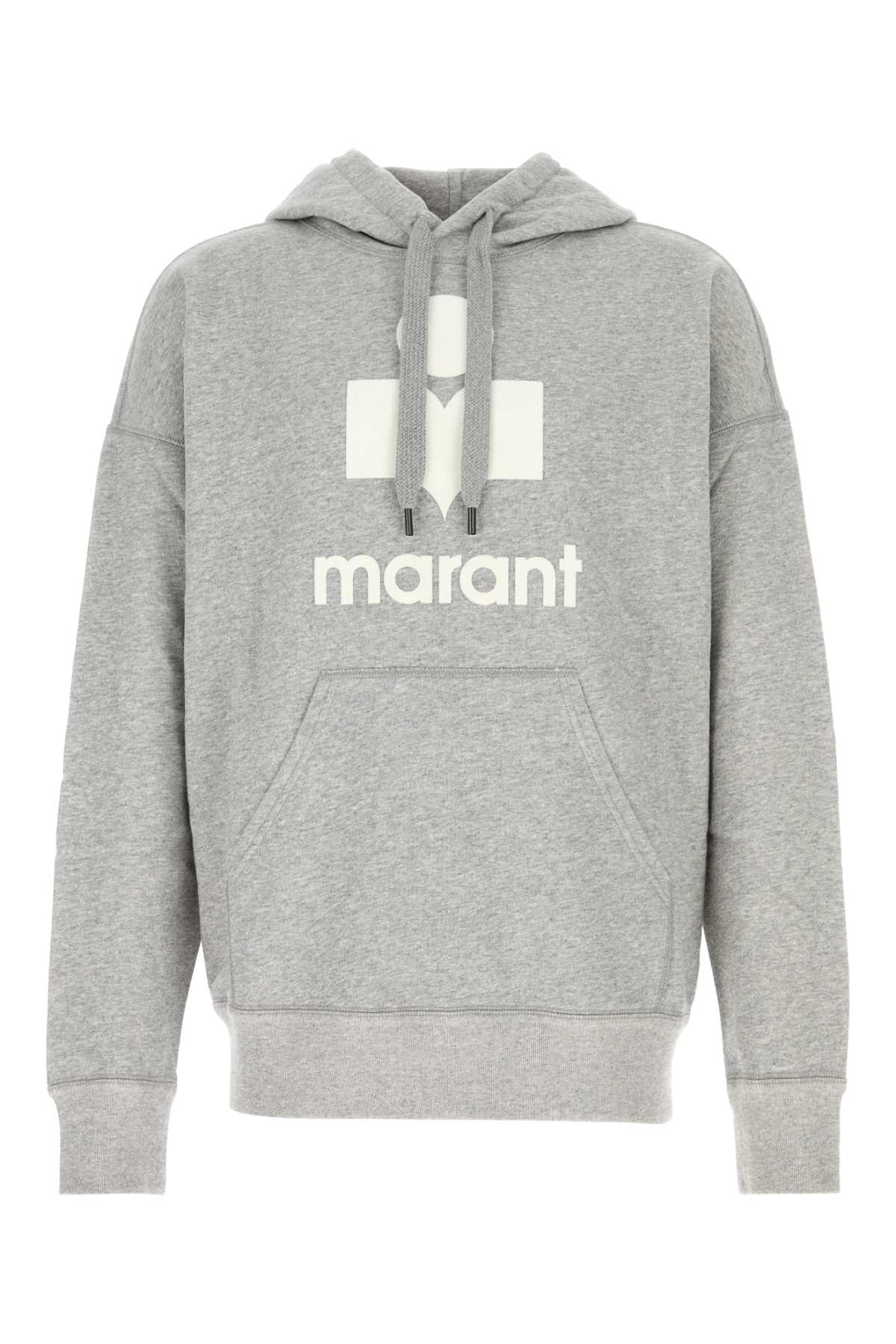 Shop Isabel Marant Melange Grey Cotton Blend Oversize Miley Sweatshirt In Greywhite