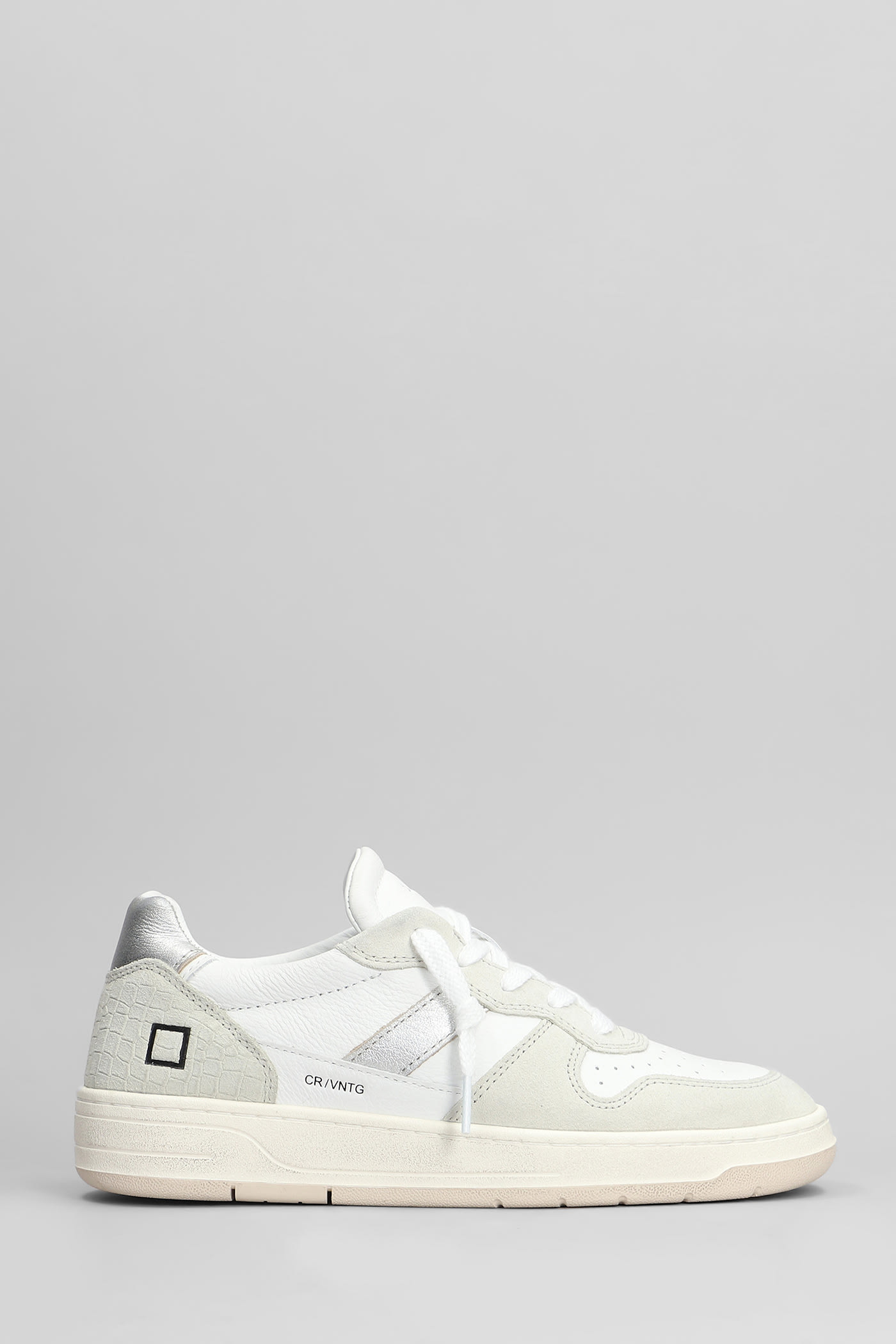 D. A.T. E. Court 2.0 Vintage Sneakers In White Suede And Leather