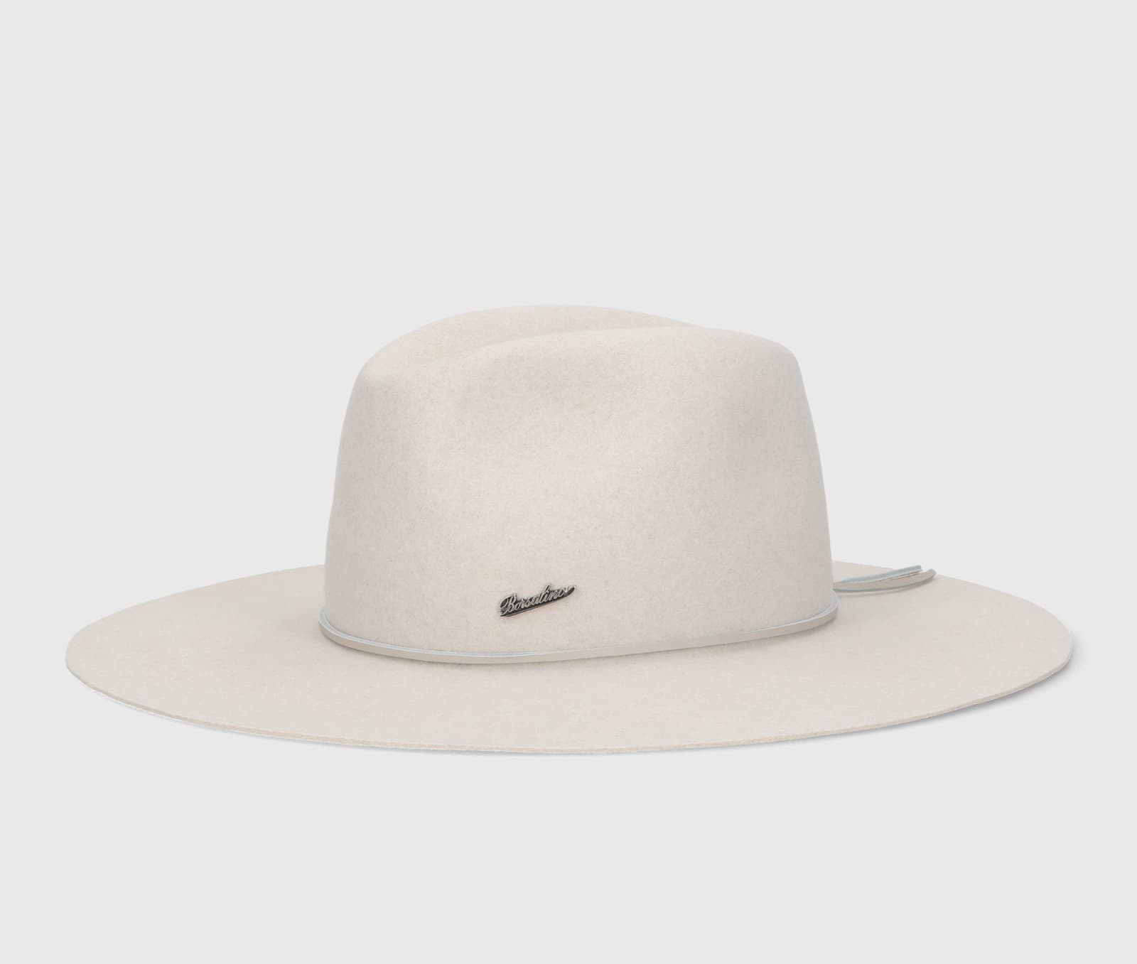 Borsalino Heath Alessandria Brushed Felt Leather Hatband In Beige
