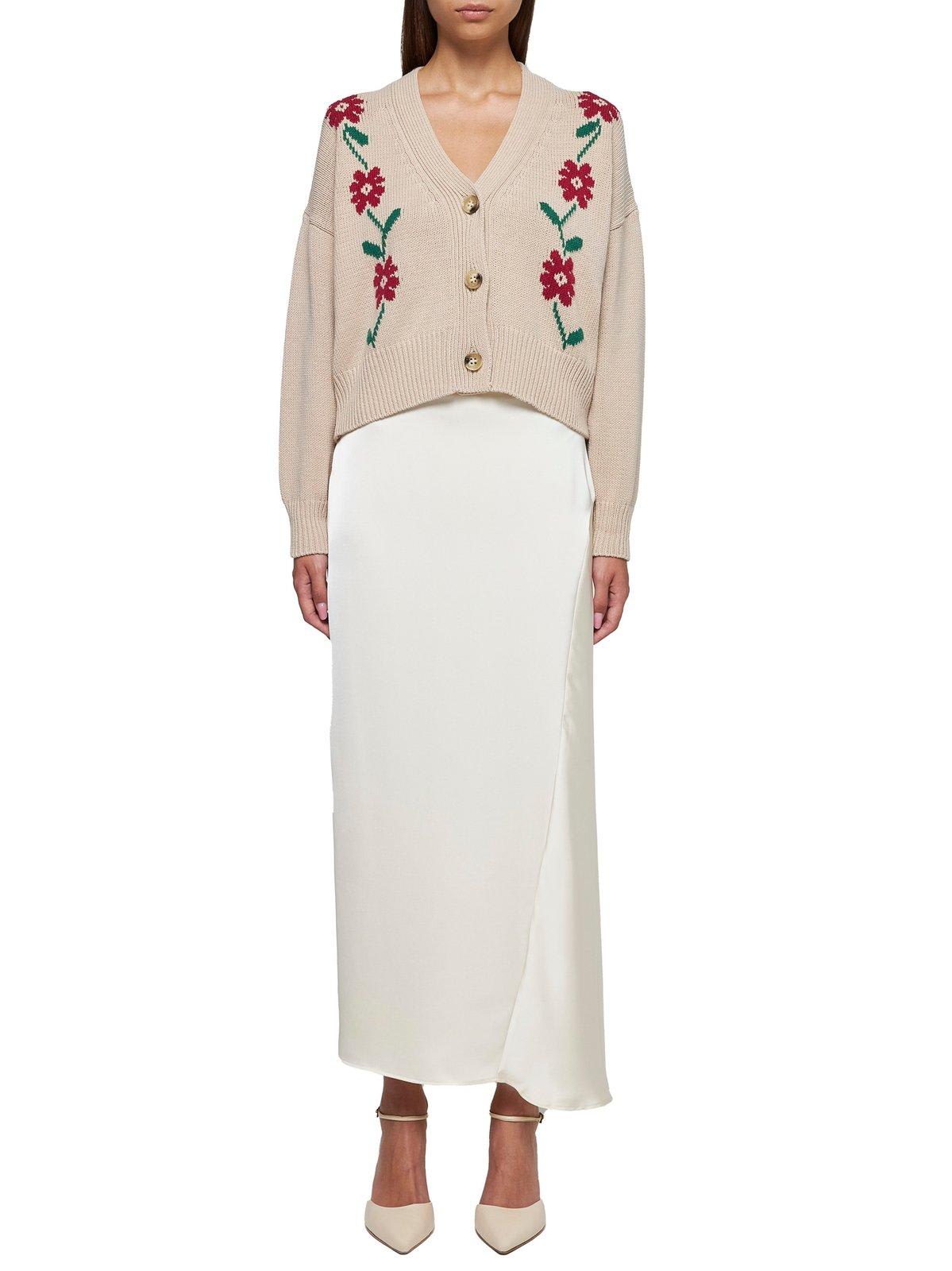 WEEKEND MAX MARA FLORAL PATTERNED V-NECK CARDIGAN 