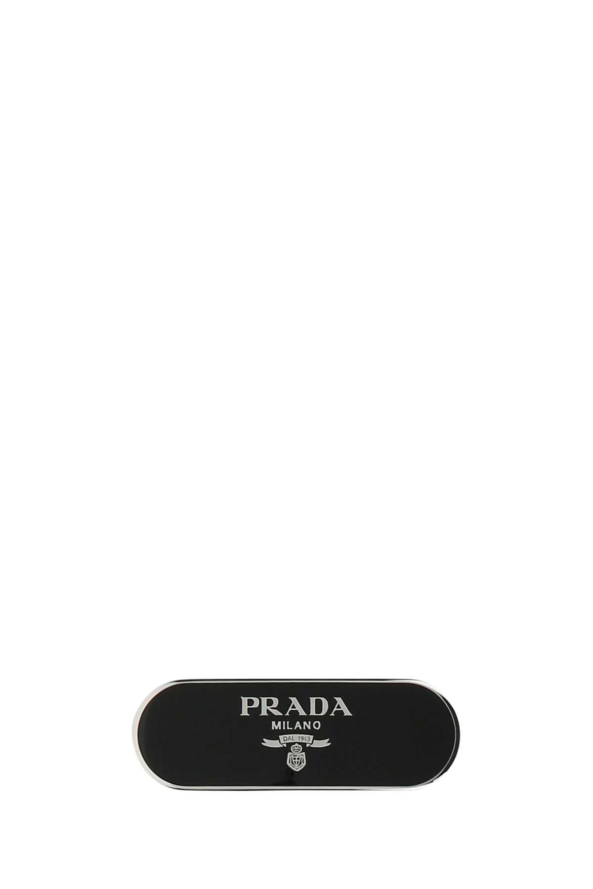 Shop Prada Black Metal Hair Clip In F0002