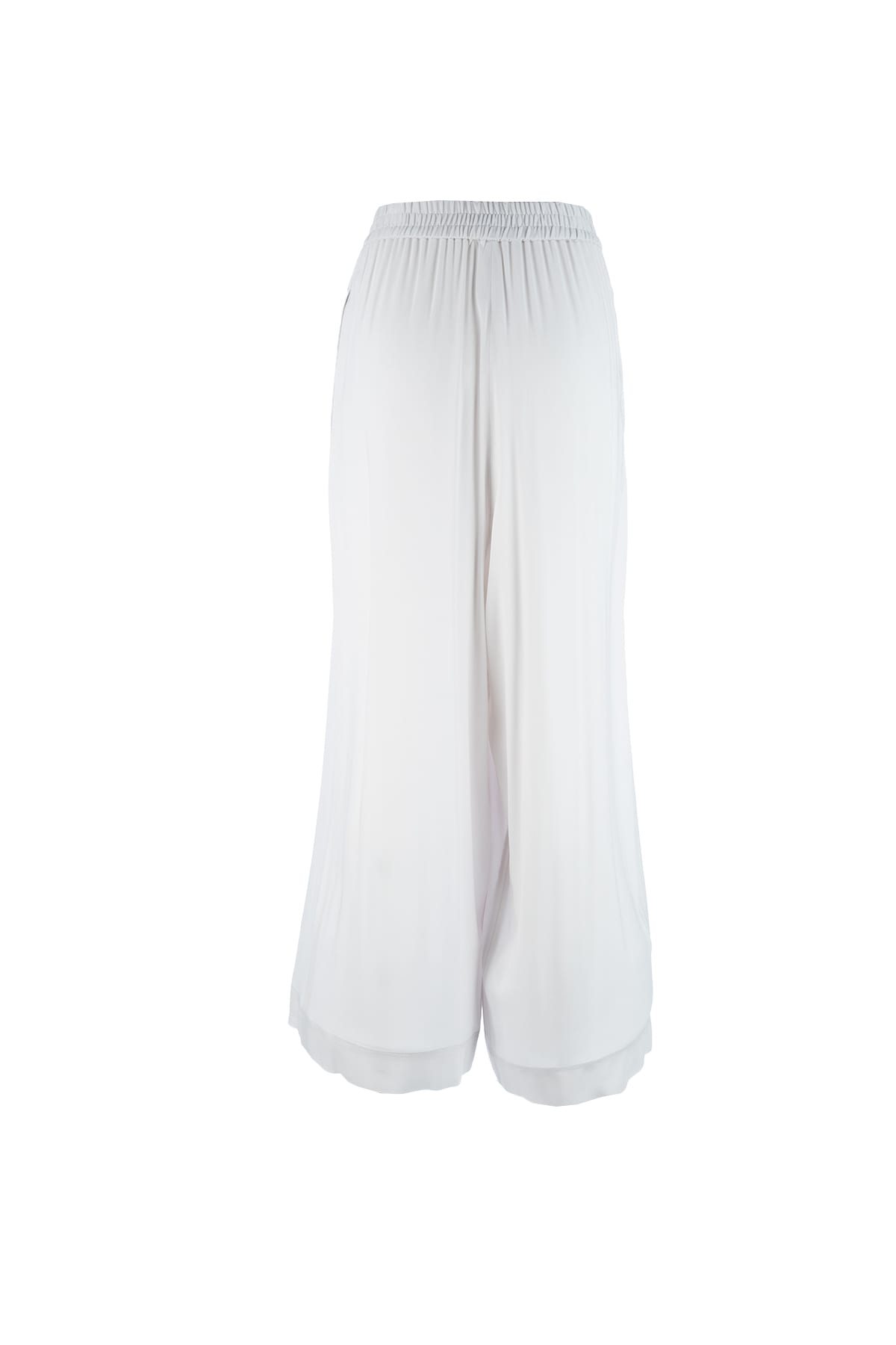 Fabiana Filippi Wide Leg Sheer Fabric Trousers With Elastic Waistband In Ghiaccio