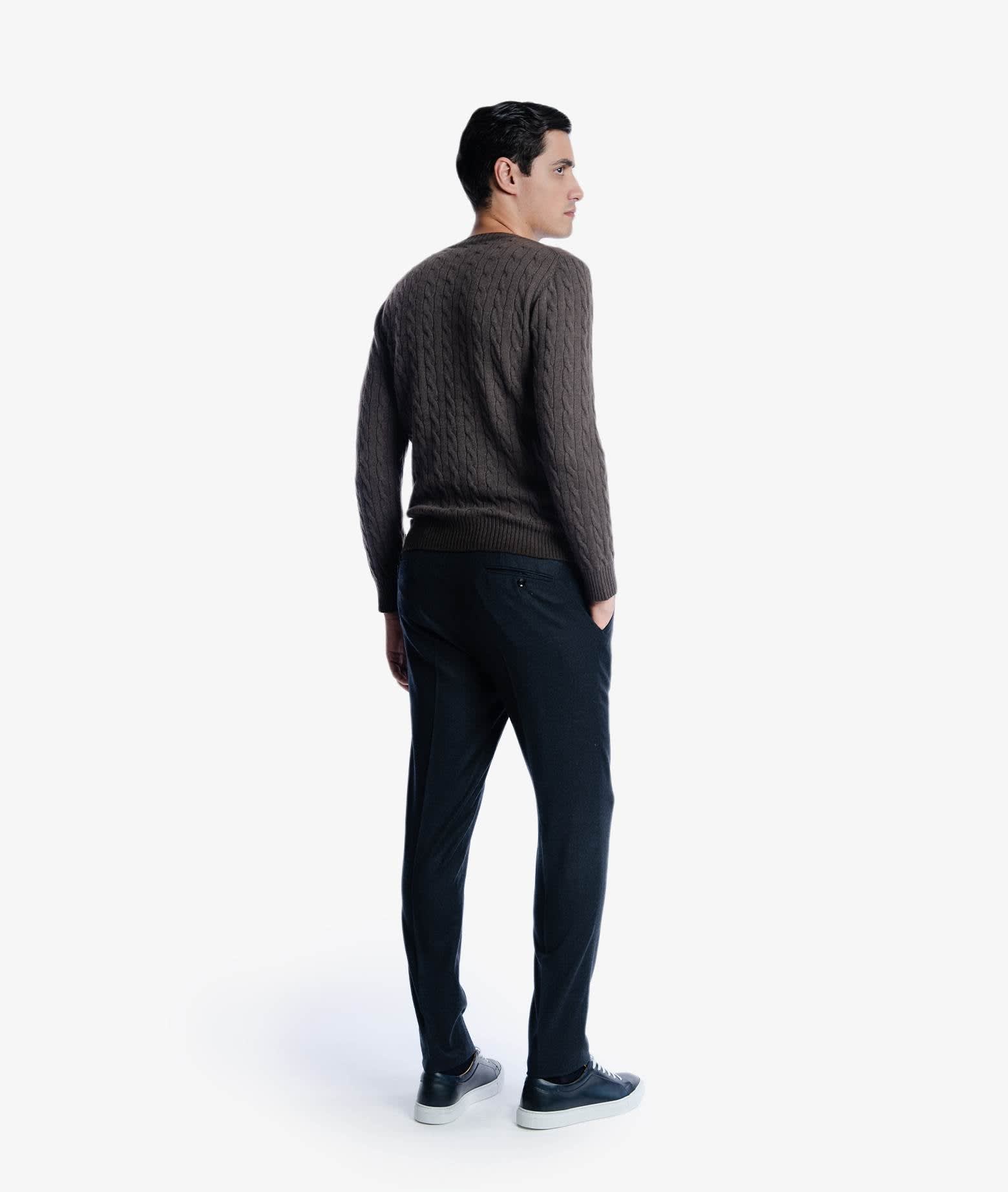 Shop Larusmiani Cable Knit Sweater Col Du Pillon Sweater In Darkbrown