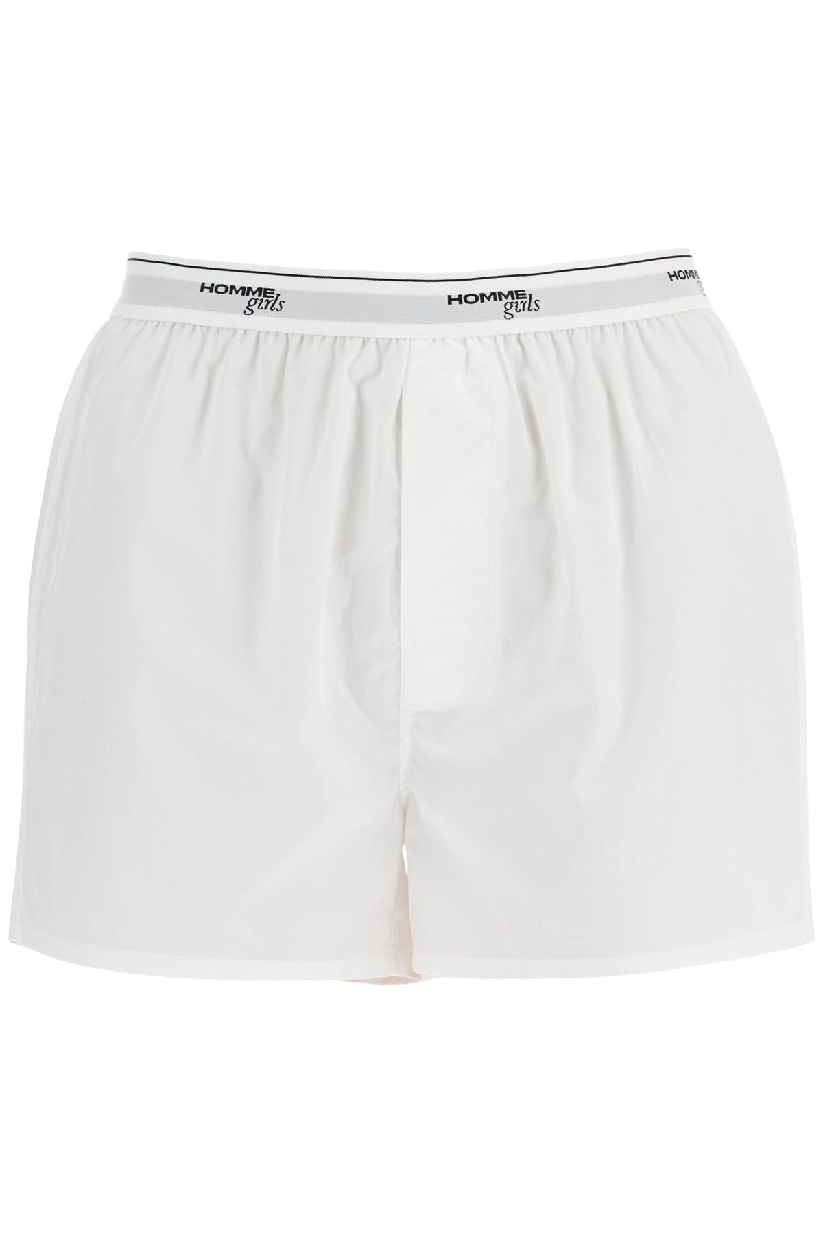 Mens High-waisted White Cotton Boxer