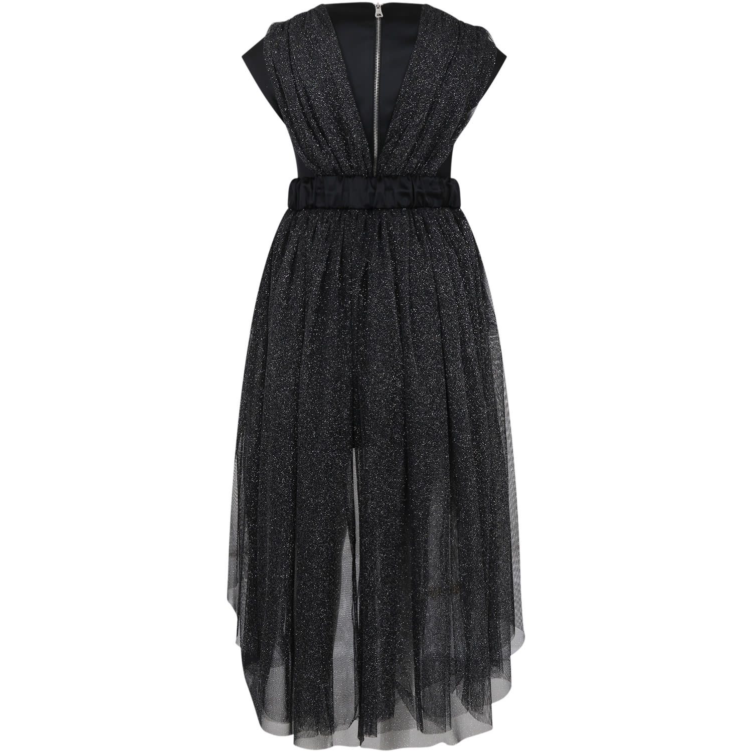 Shop Balmain Black Elegant Dress For Girl With Lurex Effect