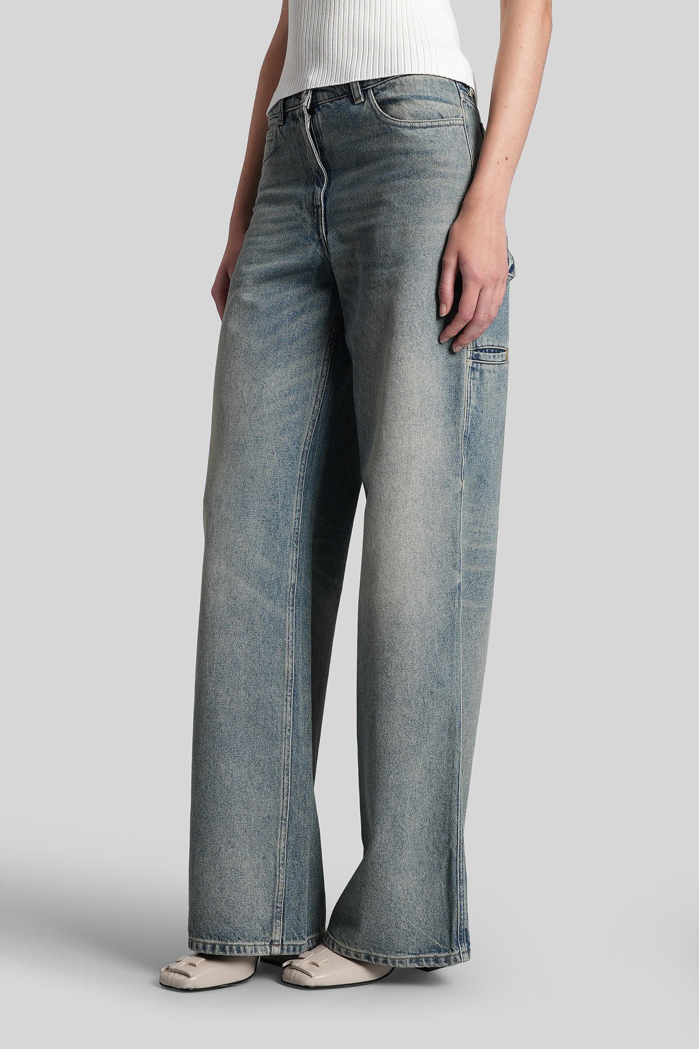 Courrèges Jeans In Blue Denim In Multi