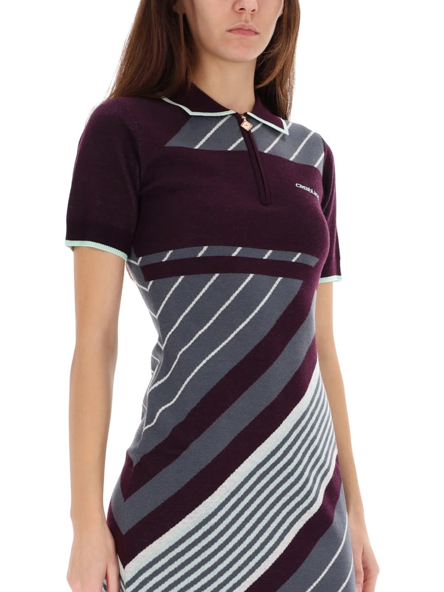 Casablanca "diagonal" Tennis Polo Dress In Blue