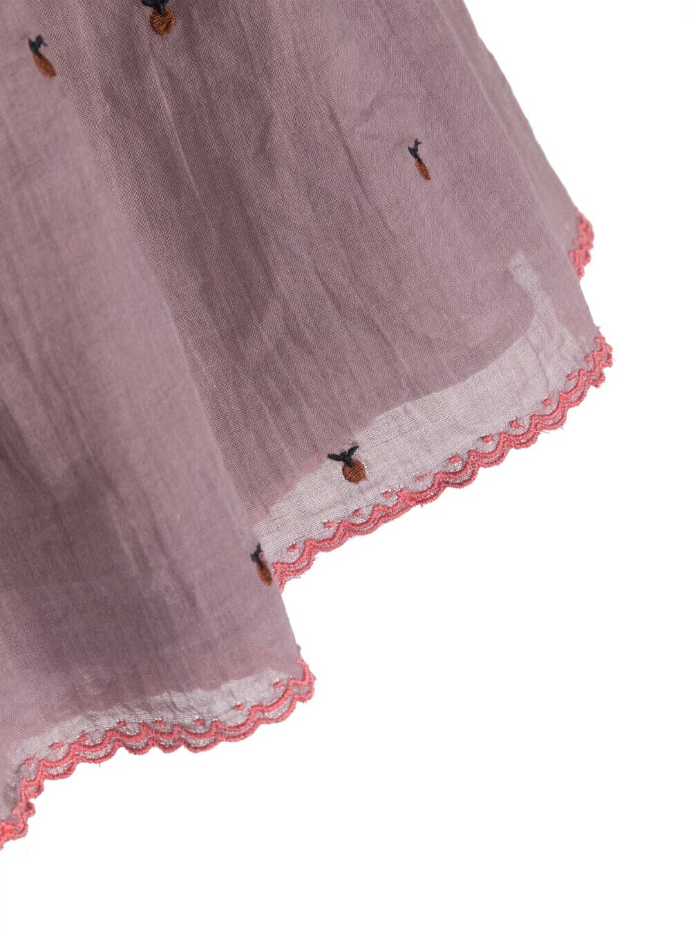 Shop Emile Et Ida Purple Mini-skirt With All-over Fruit Embroidery In Cotton Girl In Multicolor