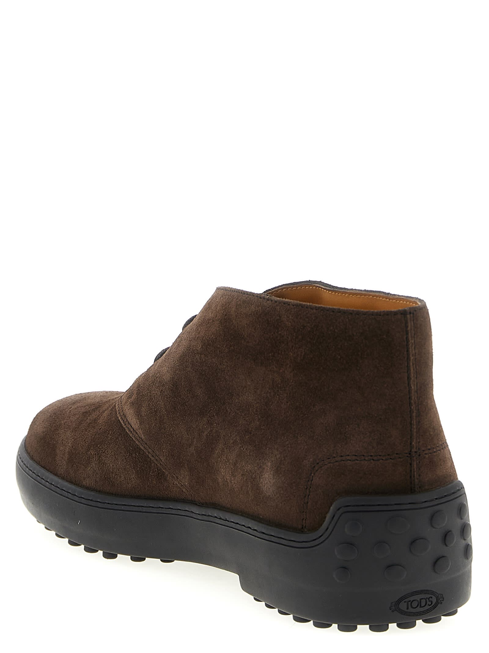 Tod's Brown Suede Desert Boots With Lace-up Closure And Gommini Sole In Brown