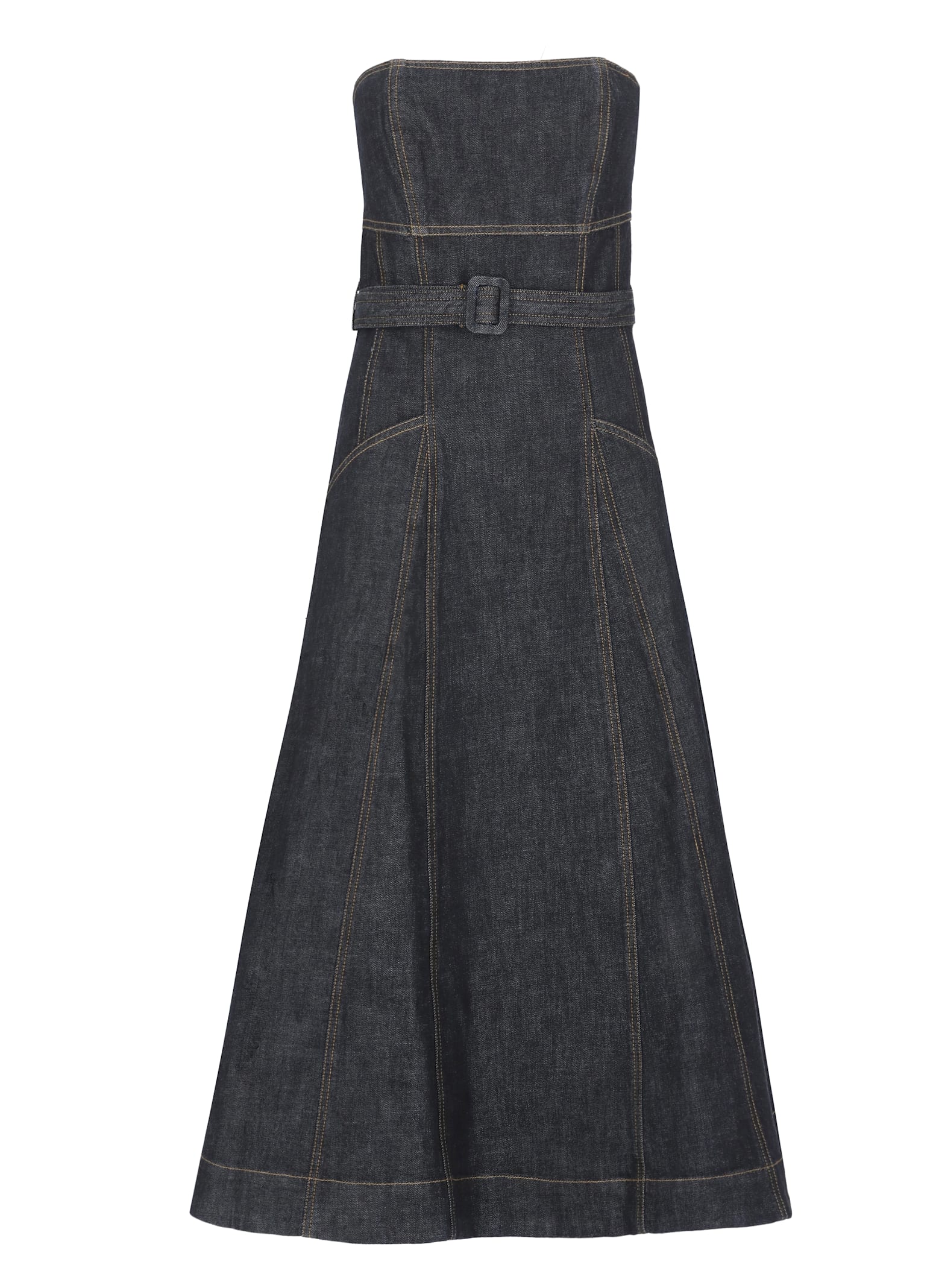 Indigo Denim Bandeau Midi Dress