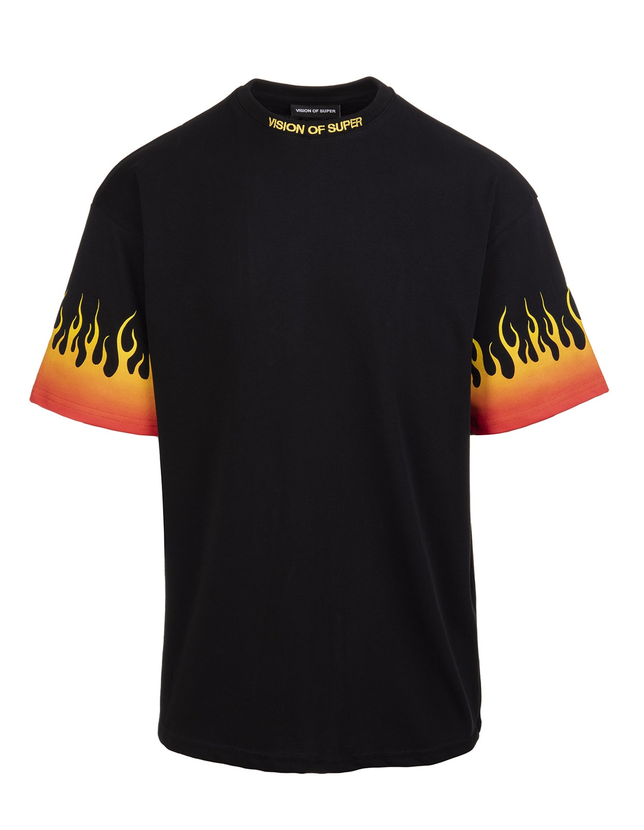 Vision of Super Black Oversize T-shirt With Gradient Red Flames