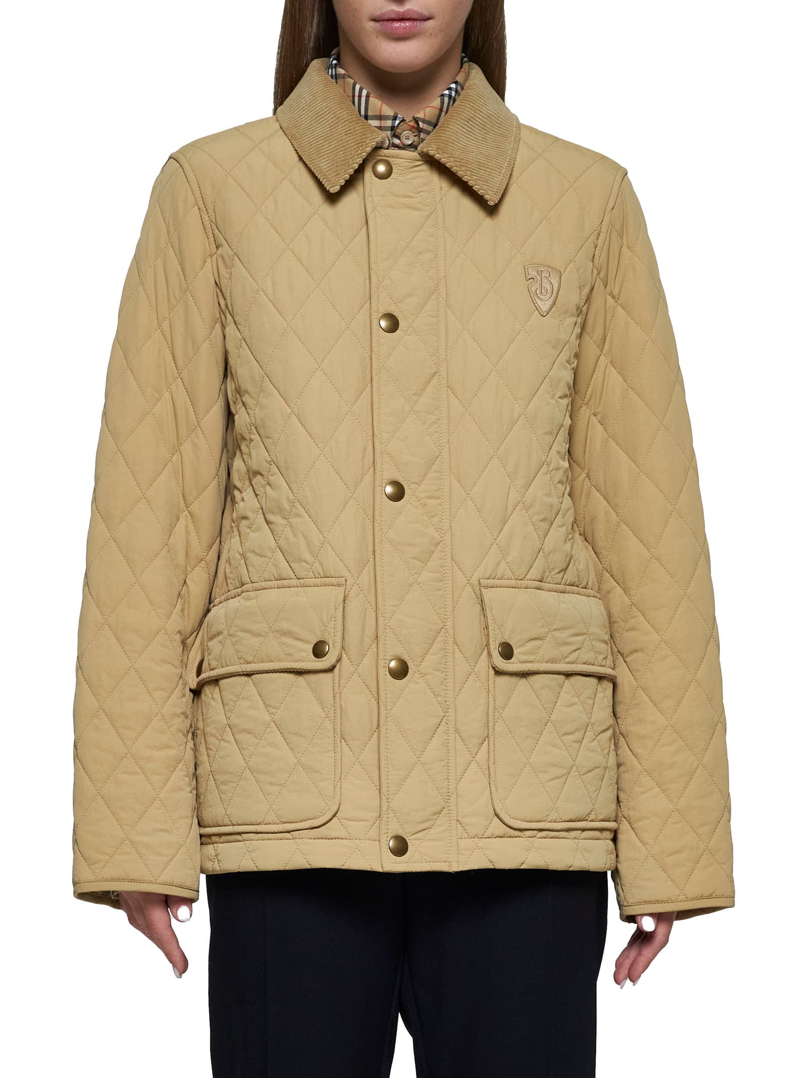 Shop Burberry Jacket In Flax/sand Ip Check