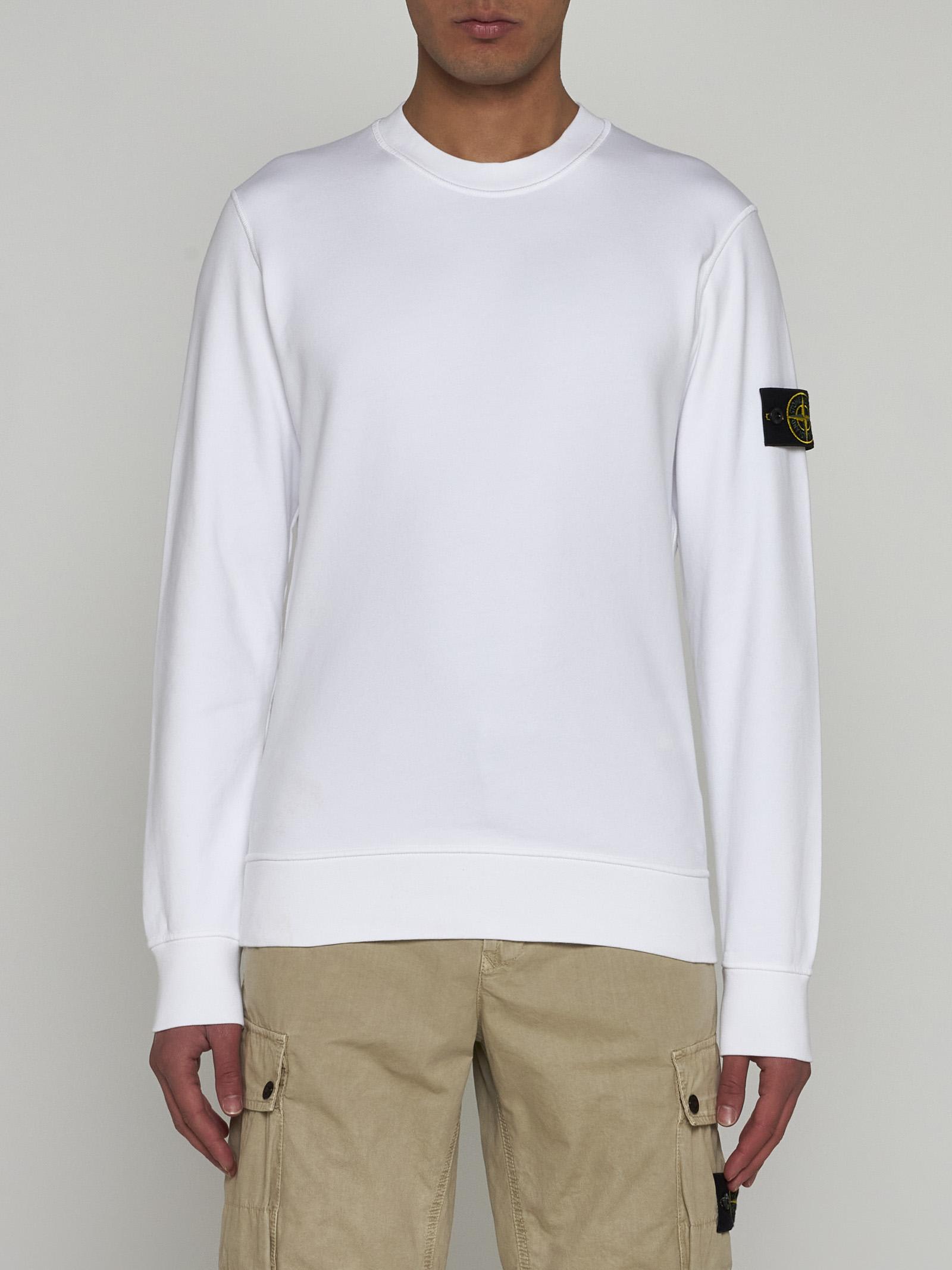 Shop Stone Island Cotton Sweater In White
