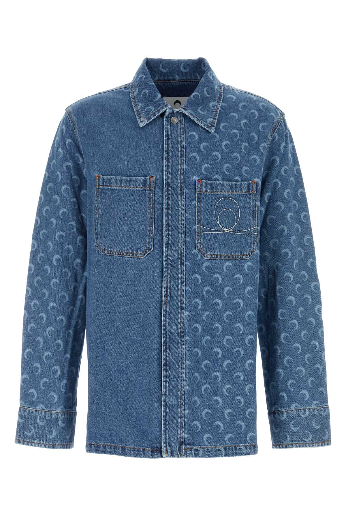 Shop Marine Serre Denim Shirt In Lightblue