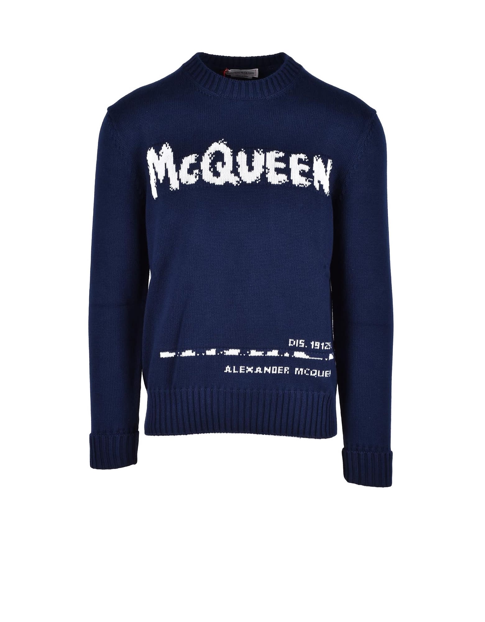 Alexander McQueen Mens Blue Sweater