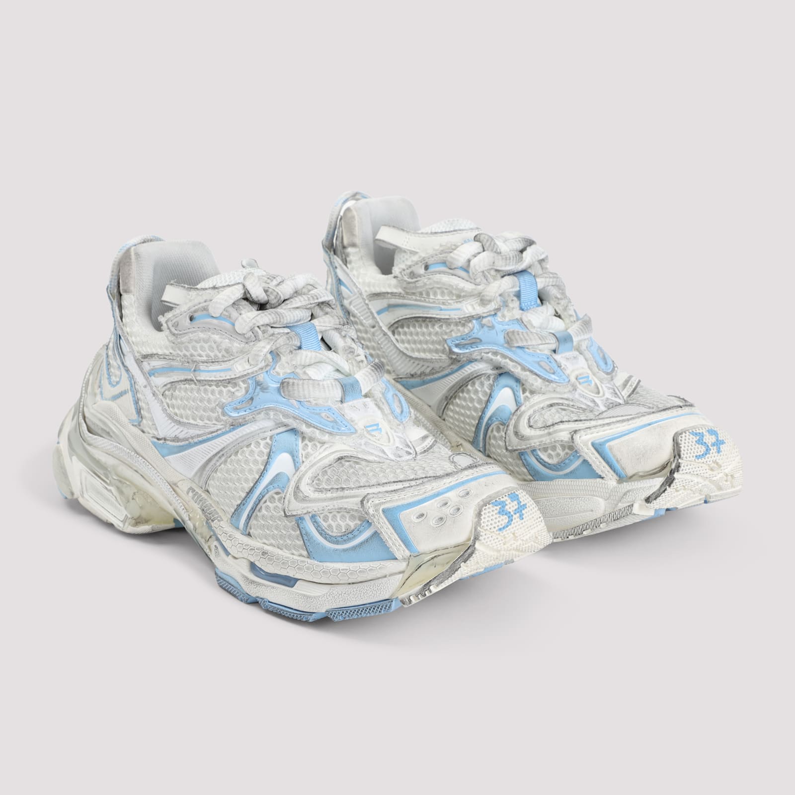 Shop Balenciaga Runner 2 Sneakers In Wht Light Blue Grey