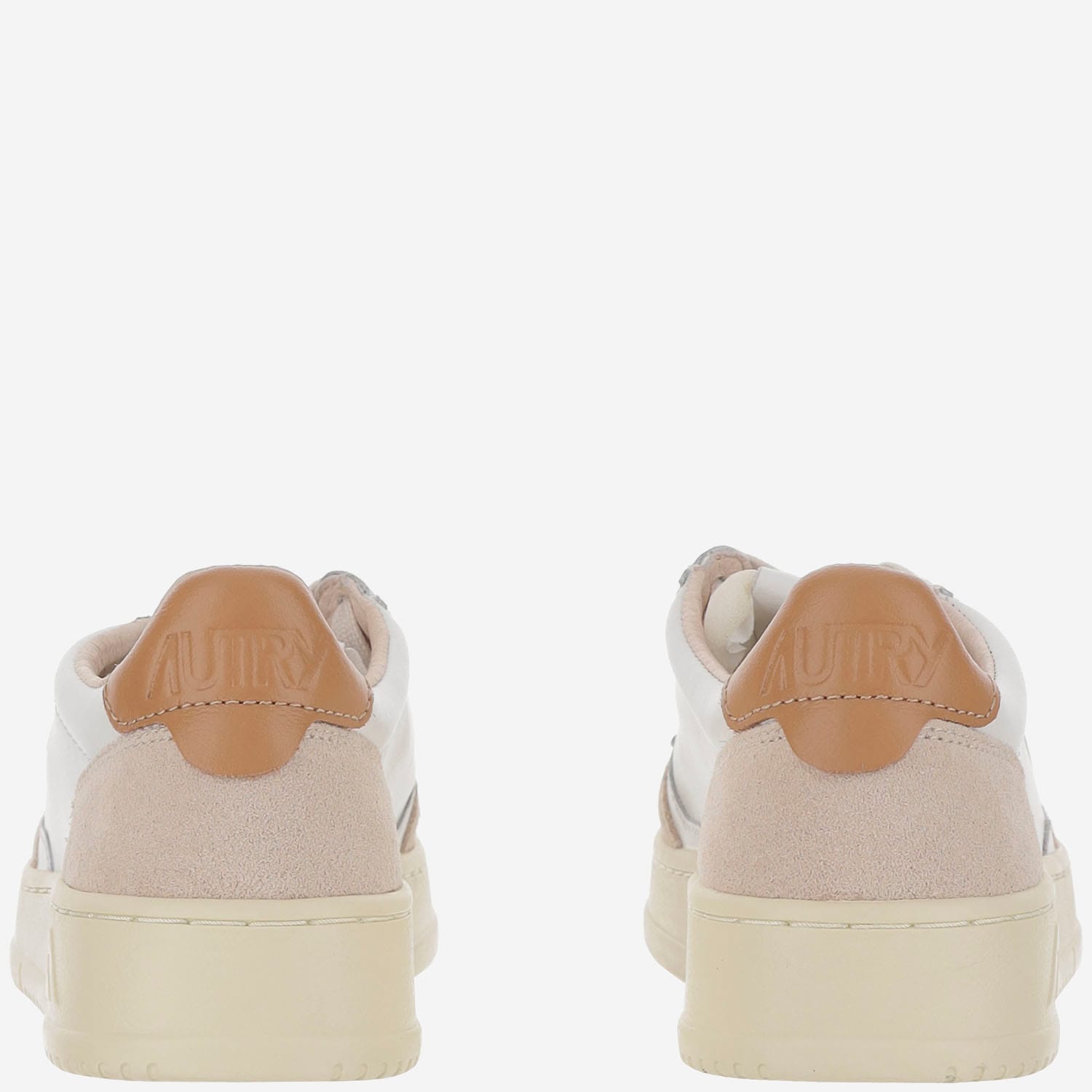 Autry Low-top Sneakers With Suede Inserts And Contrasting Heel In White