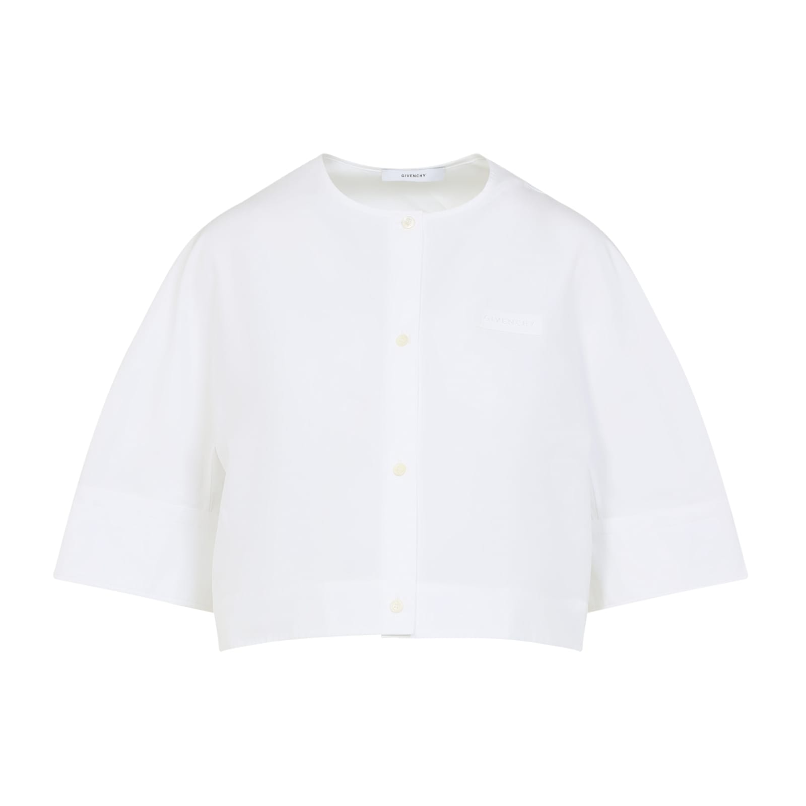 Givenchy Cropped Cotton Shirt With Button Closures In White