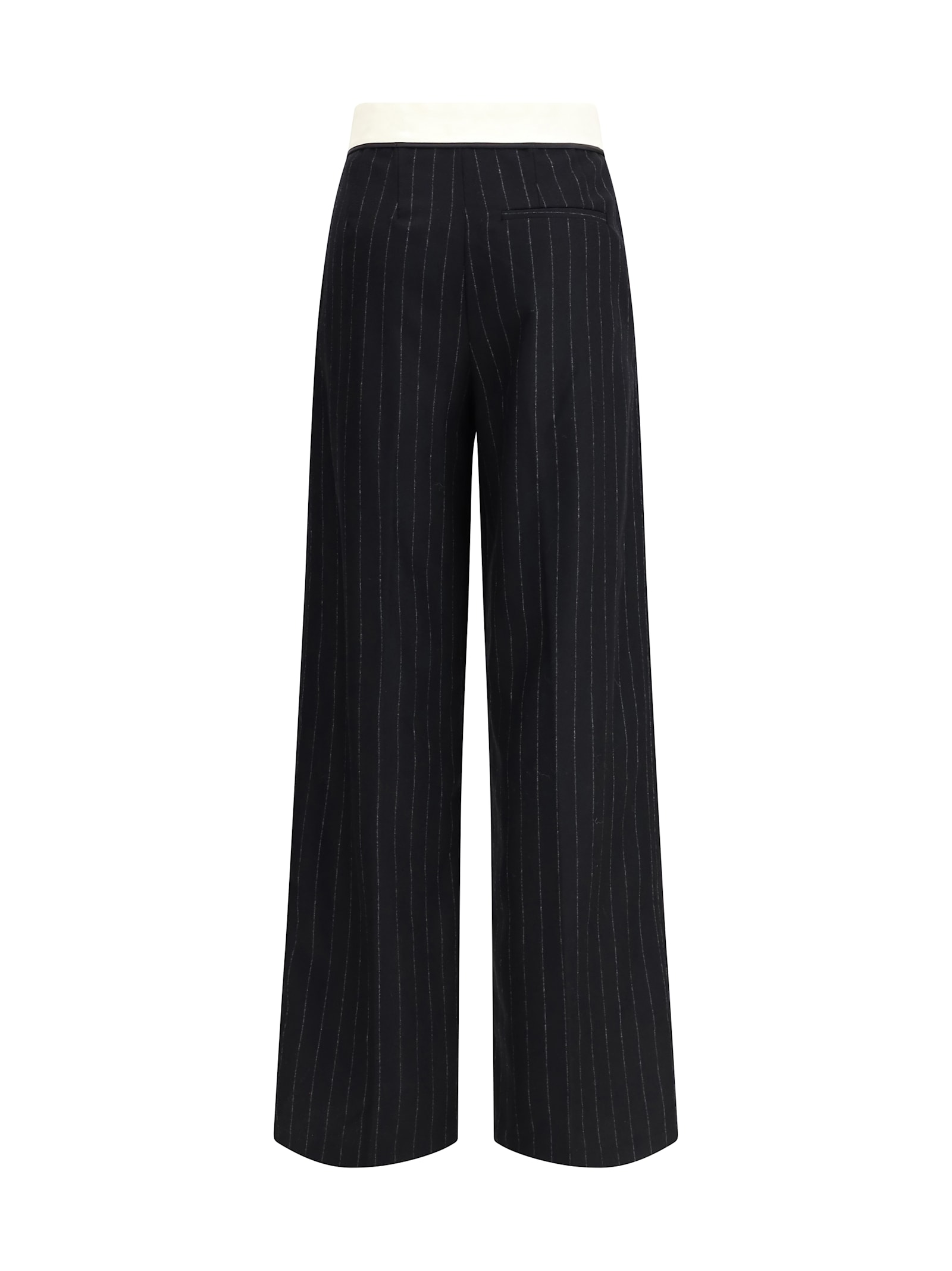 Forte Forte Sartorial High-waisted Pinstripe Wool-blend Trousers In Black