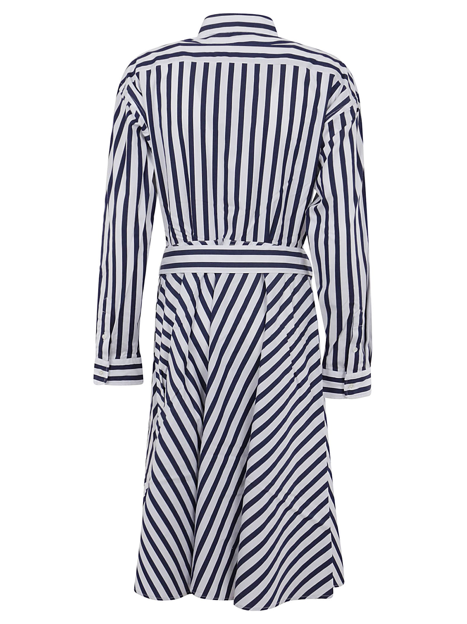 Shop Polo Ralph Lauren Ls Ela Dr-long Sleeve-day Dress In A Navy White