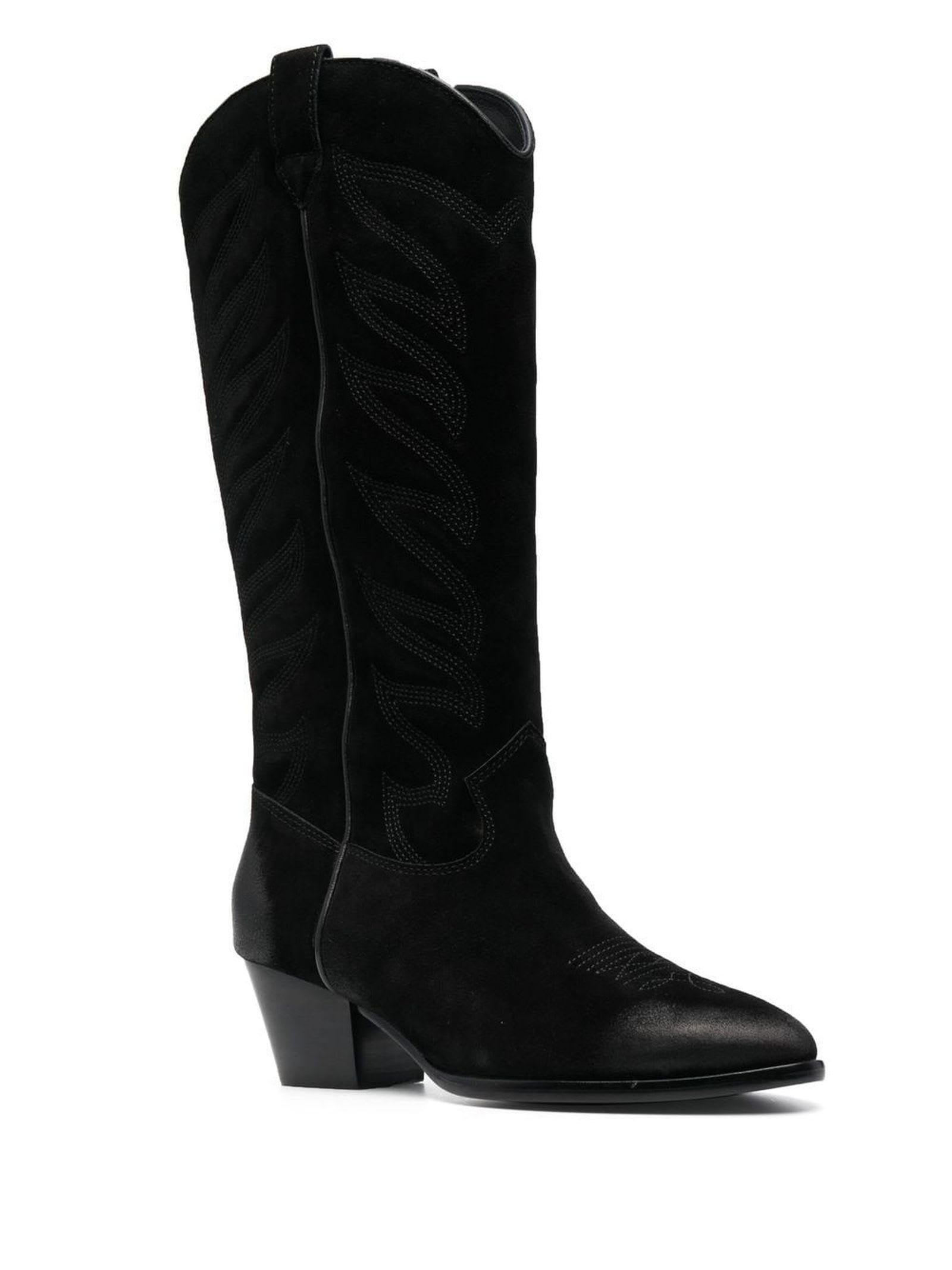 Ash Black Calf Leather Heaven Boots In Nero | ModeSens