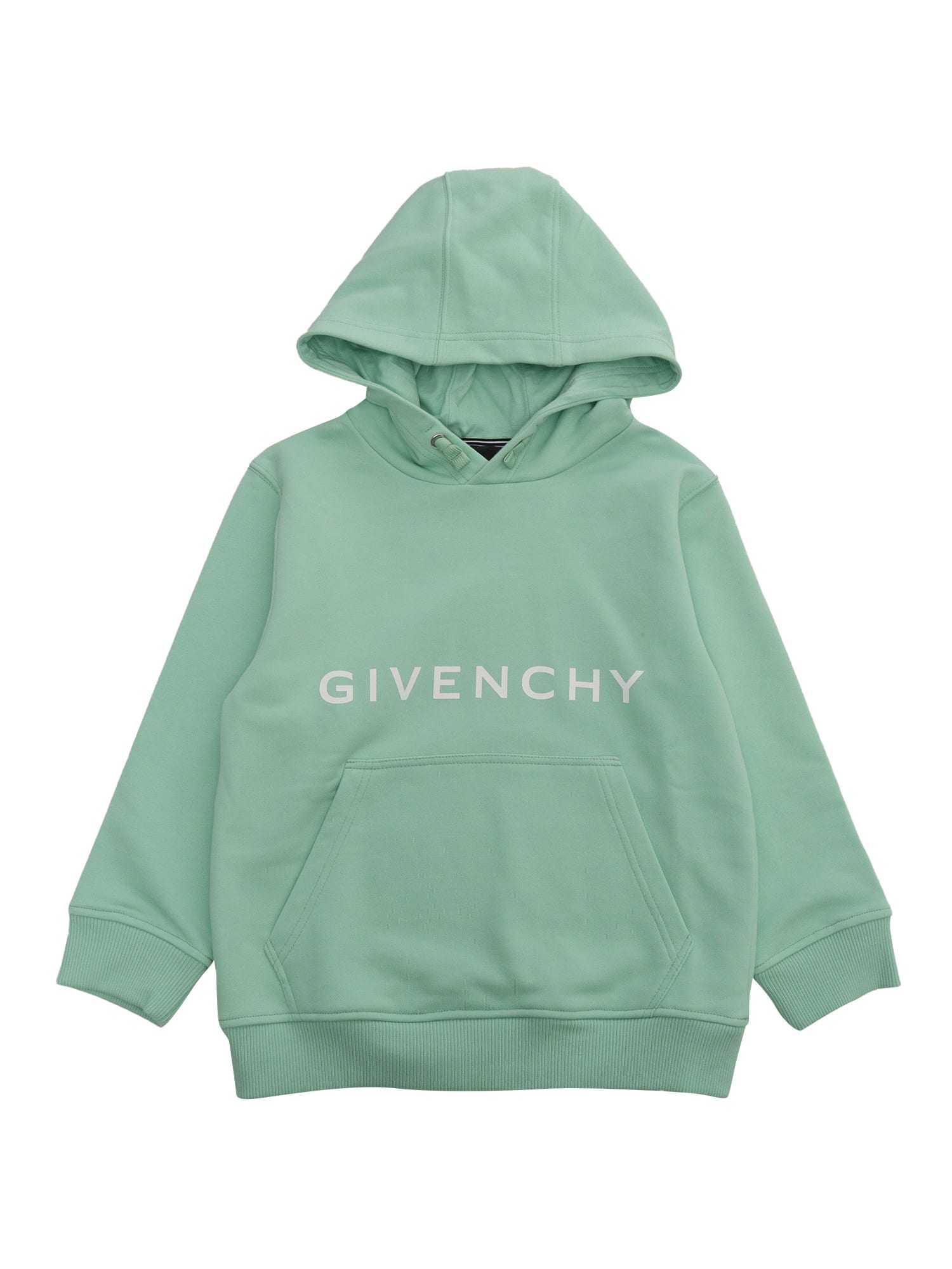 Shop Givenchy Logo Hoodie In Green