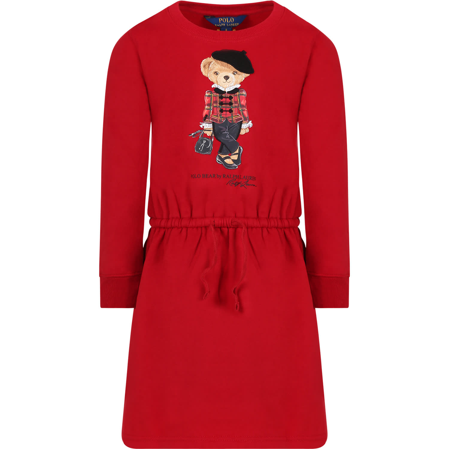 Ralph Lauren Kids' Red Derss For Girl With Bear And Logo