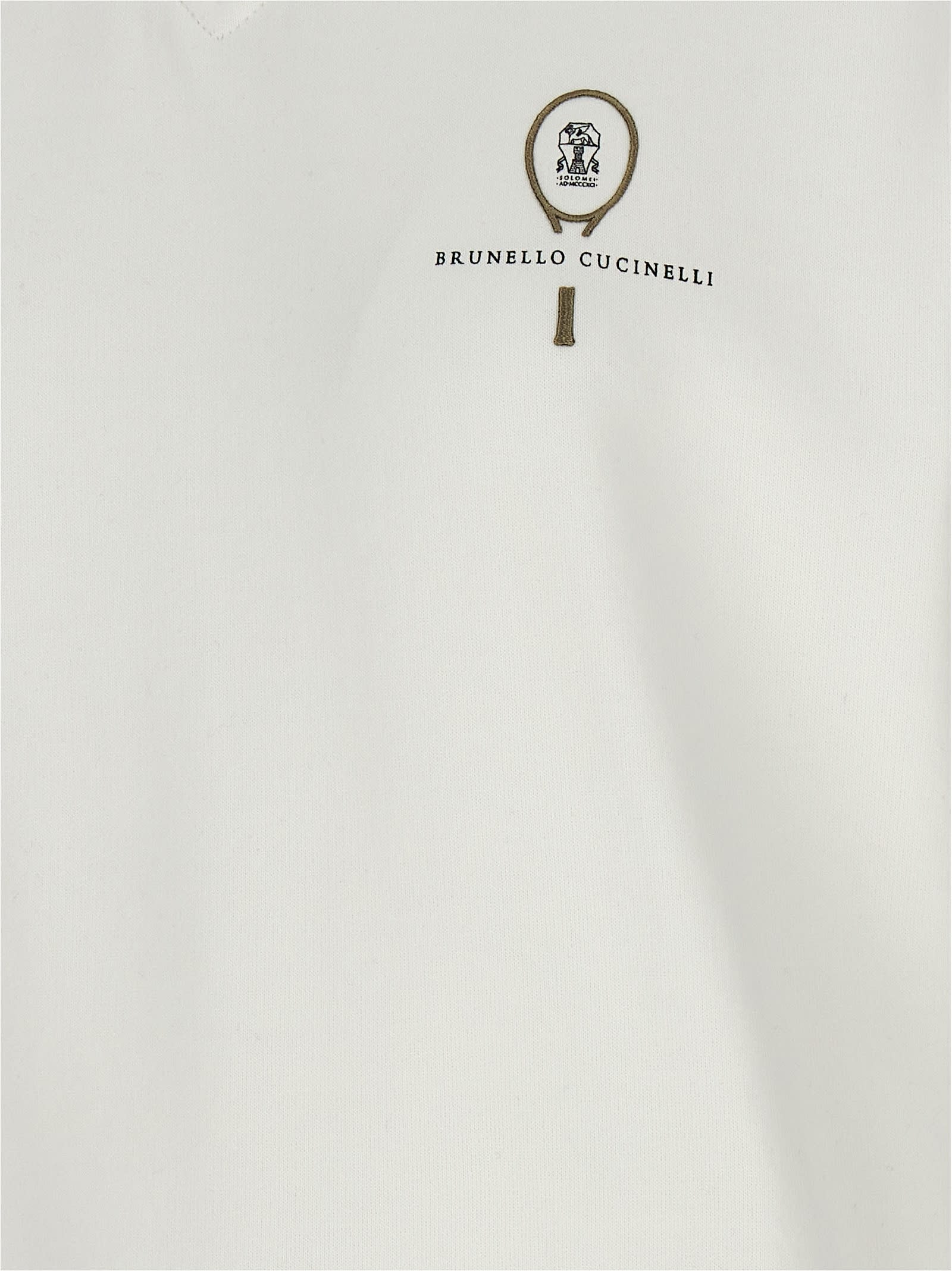 Shop Brunello Cucinelli V-neck Logo Sweatshirt In Beige