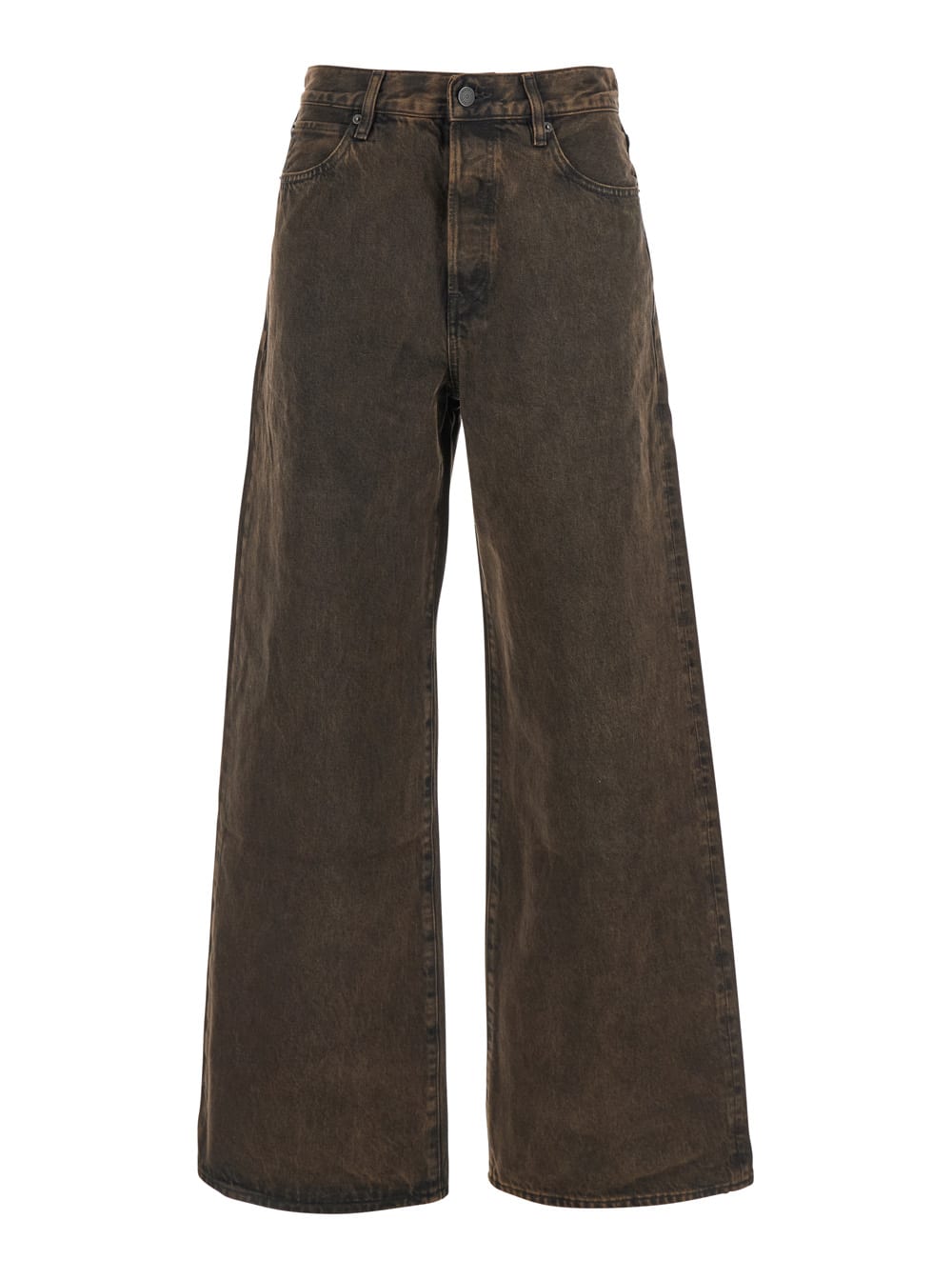 Frame The Collegiate Brown Jeans With Belt Loops And Wide Leg In Denim Woman In Brown