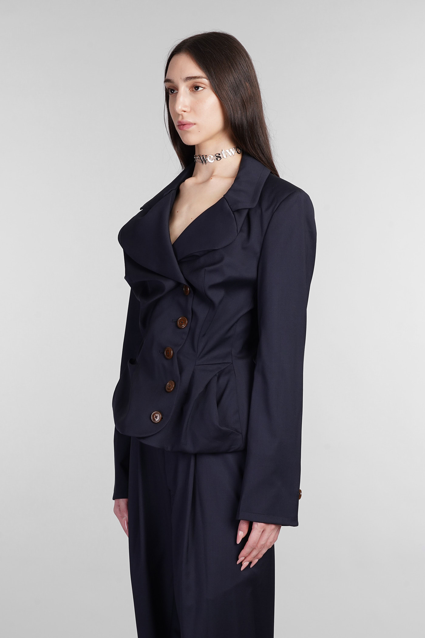 Shop Vivienne Westwood Blazer In Blue Wool