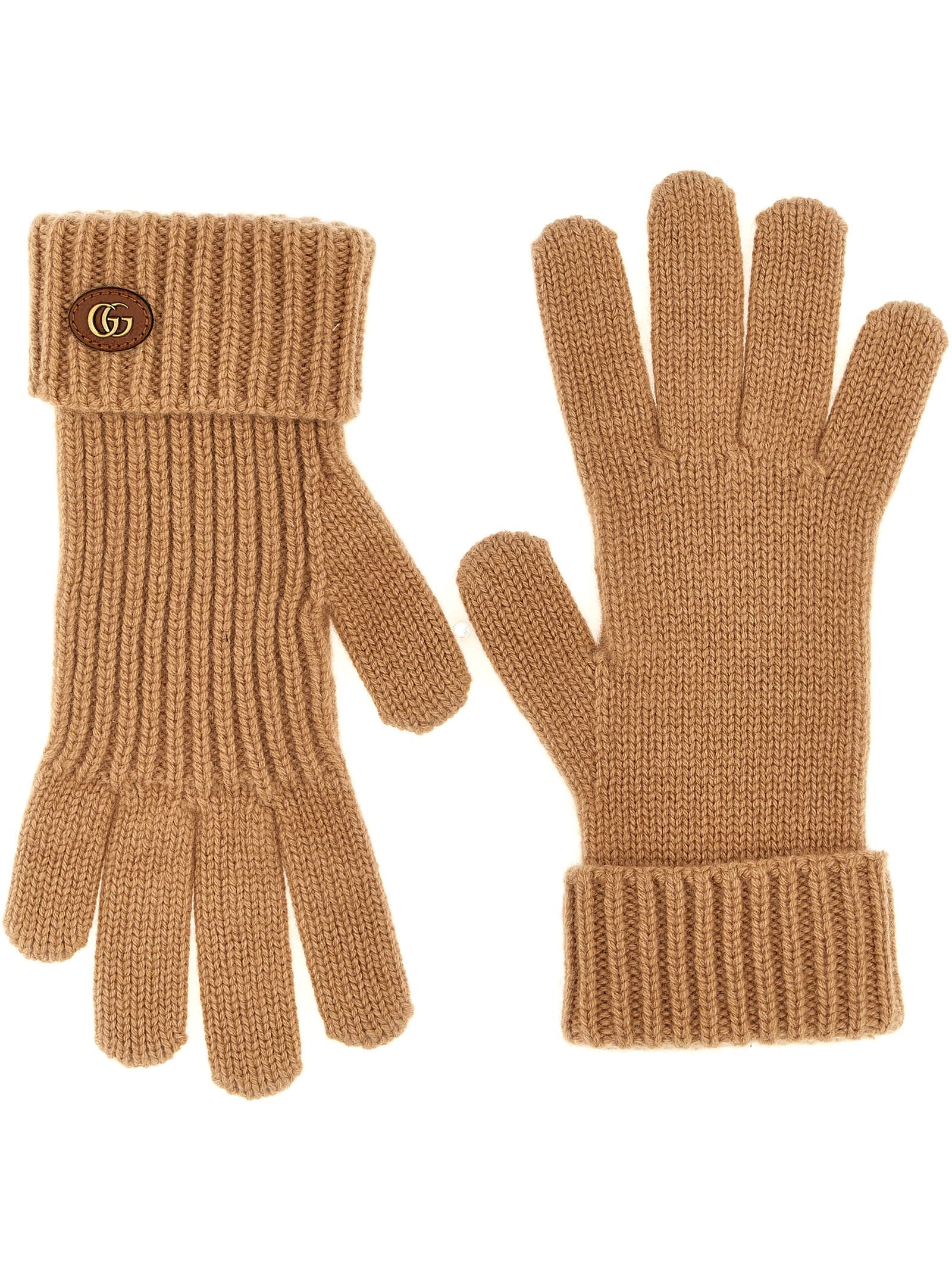 Shop Gucci Doppia G Gloves In Beige