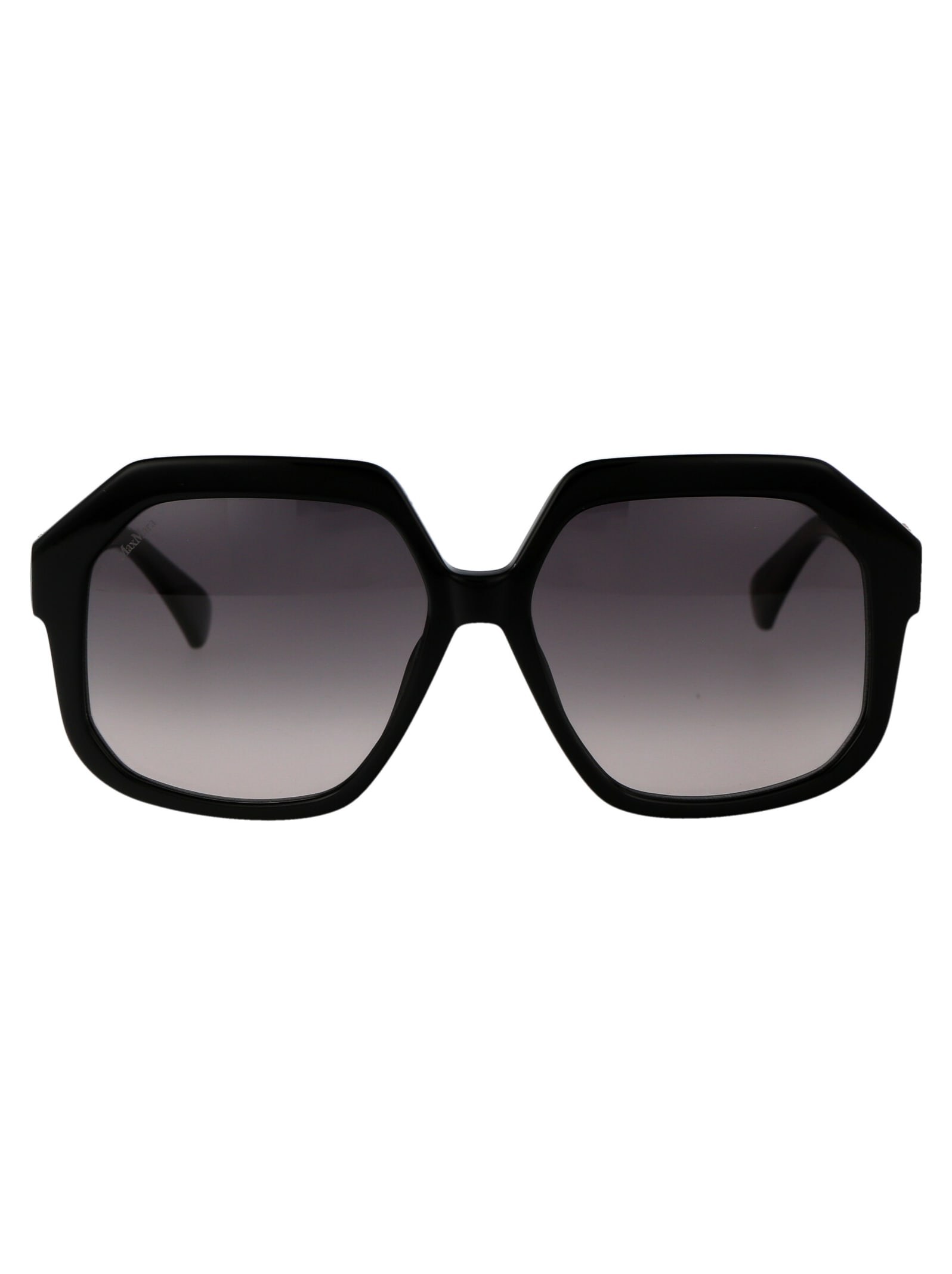 Shop Max Mara Emme12 Sunglasses In 01b Nero Lucido/fumo Grad