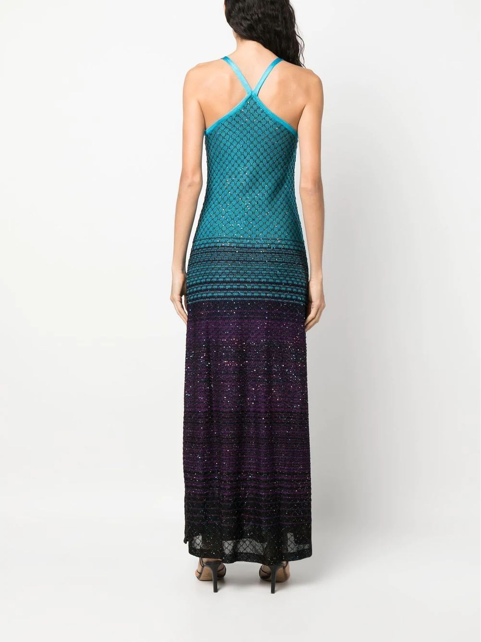 Shop Missoni Sequin-embellished Knit Max Dress In Royal Blue