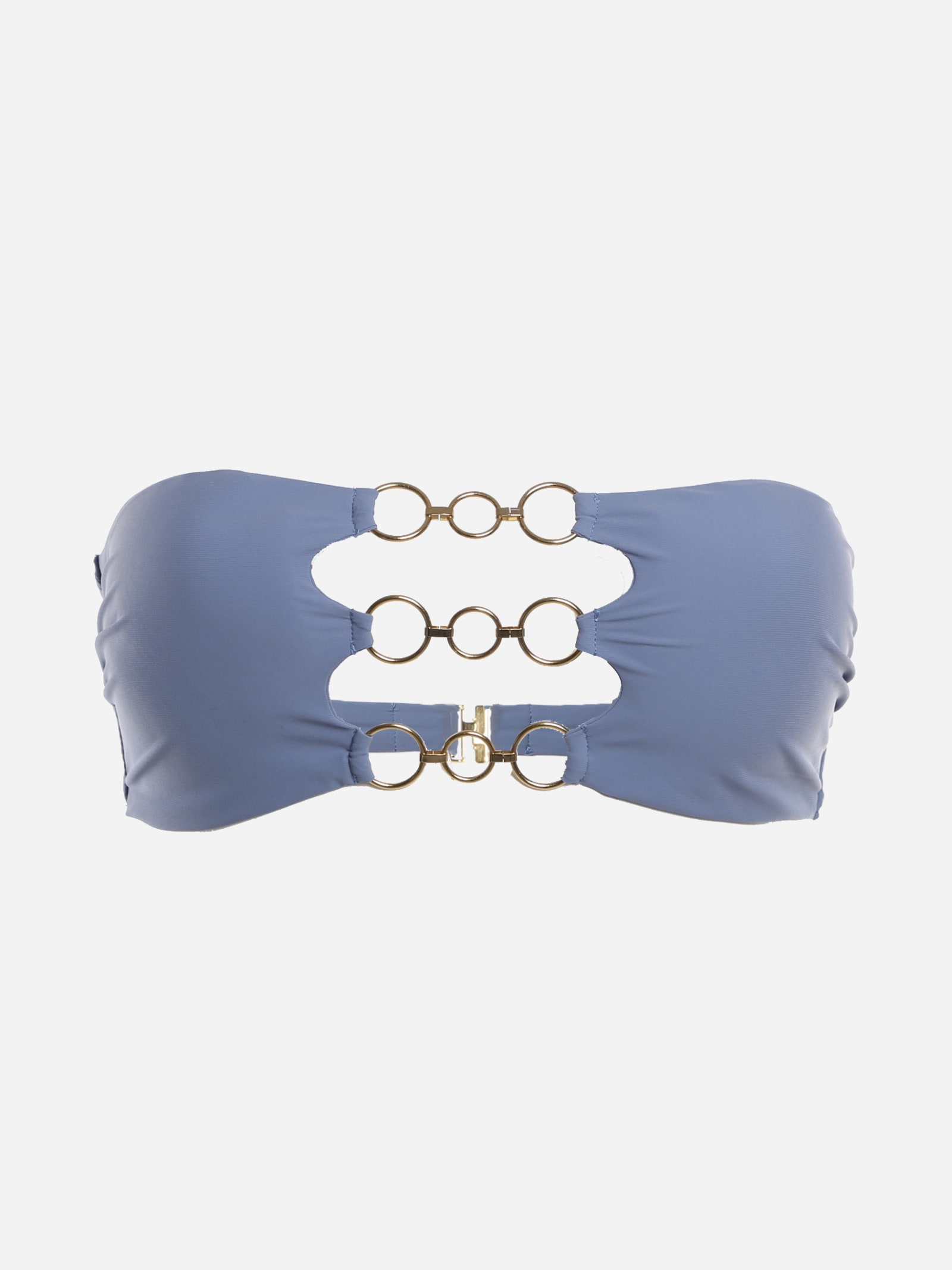 Margherita Mazzei Lycra Bandeau Bikini Top With Golden Rings
