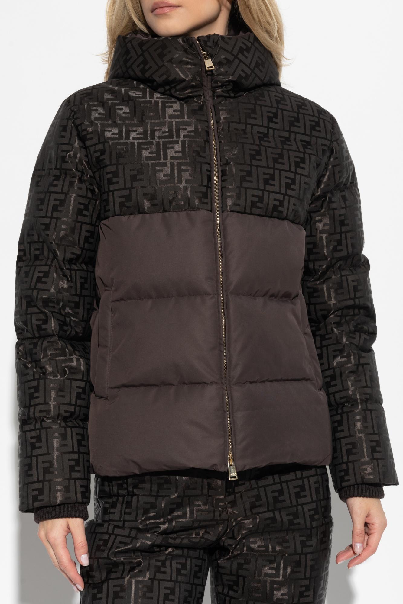 Fendi Down Jacket With Hood In Brown
