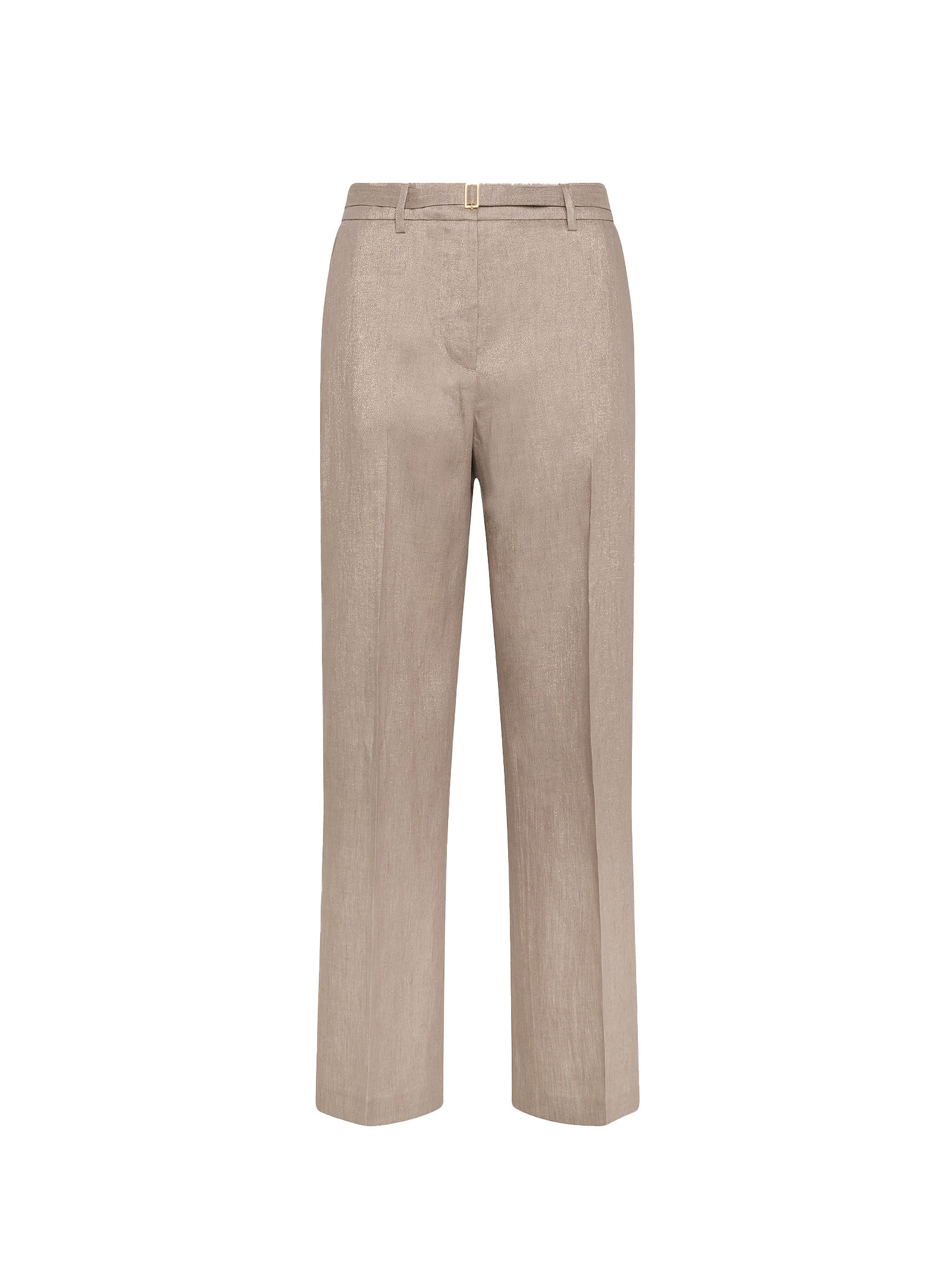 Shop Seventy Beige Trousers In Lurex And Linen In Oro/sabbia