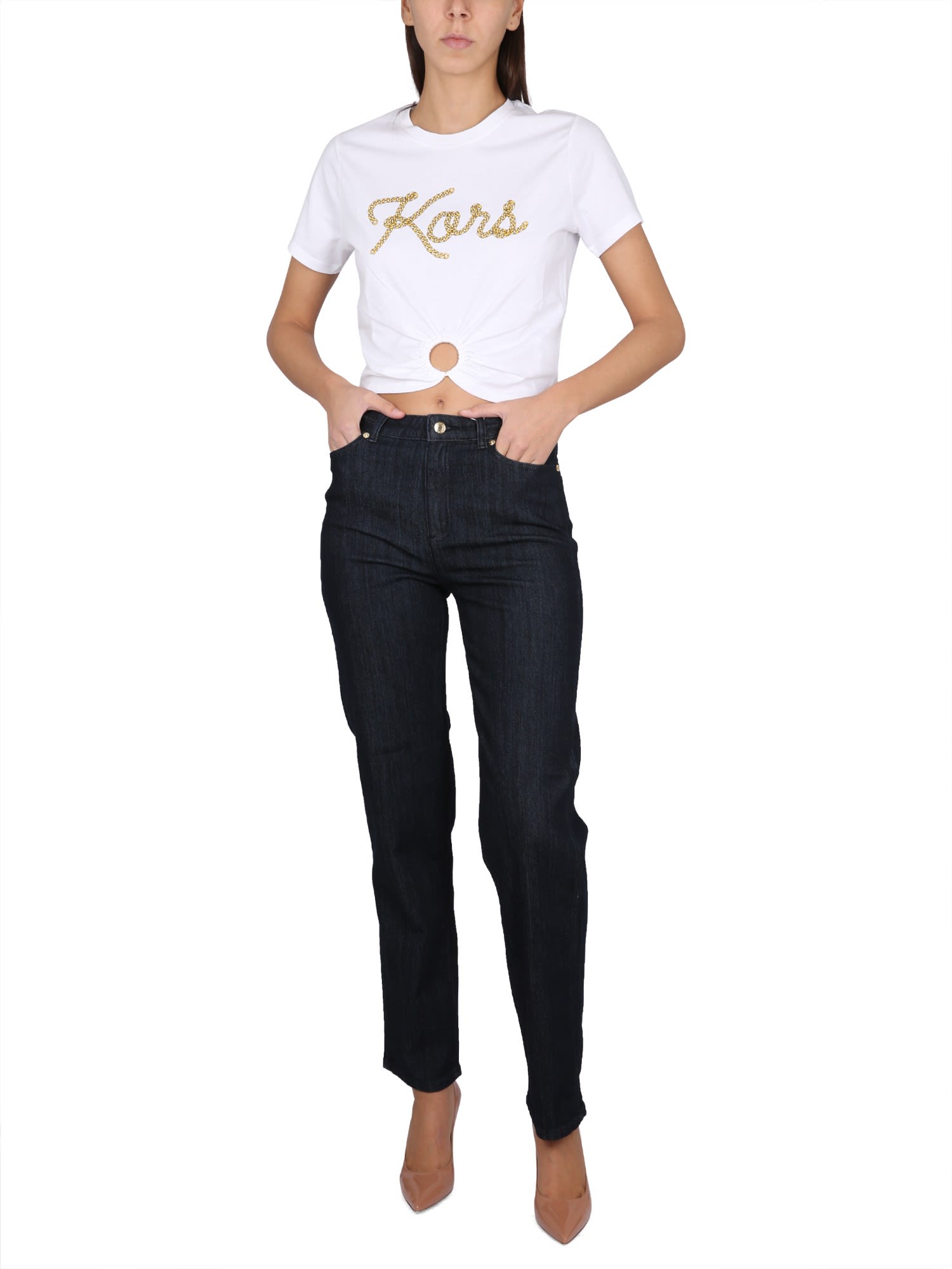 Shop Michael Kors Straight Leg Jeans In Indigo Rinse