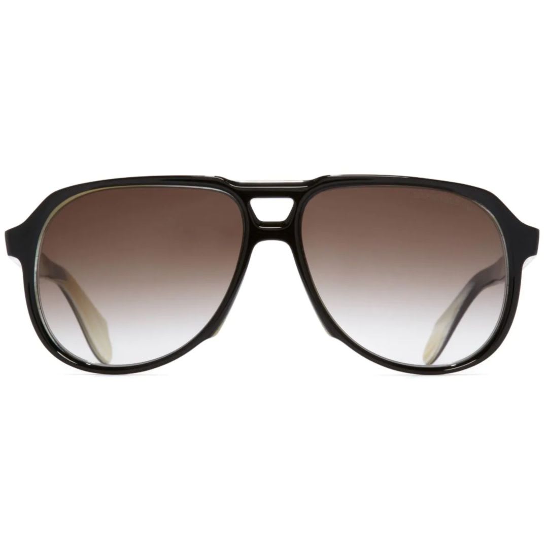 CUTLER AND GROSS 9782-02 60MM BLACK ON HORN ACETATE SUNGLASSES 