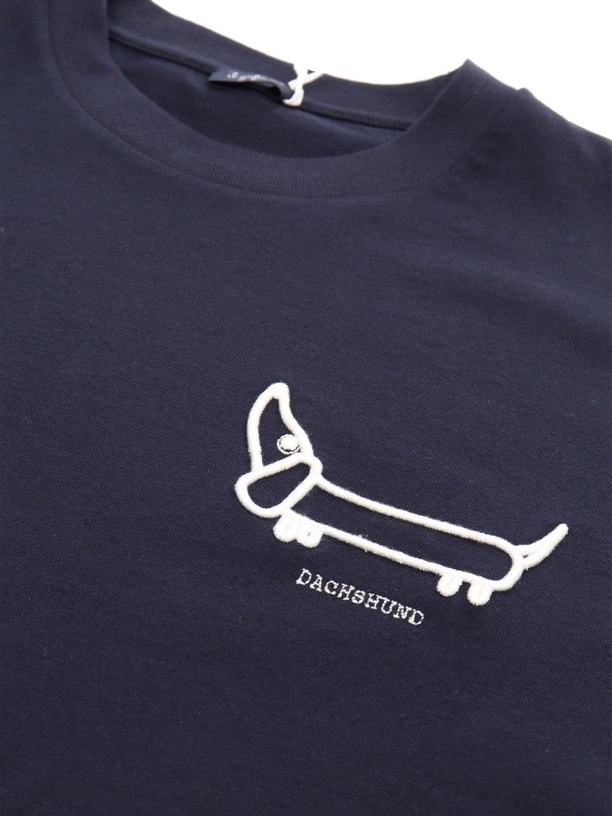 Shop Il Gufo L Gufo Dachshund-embroidered Crewneck T-shirt In Blu