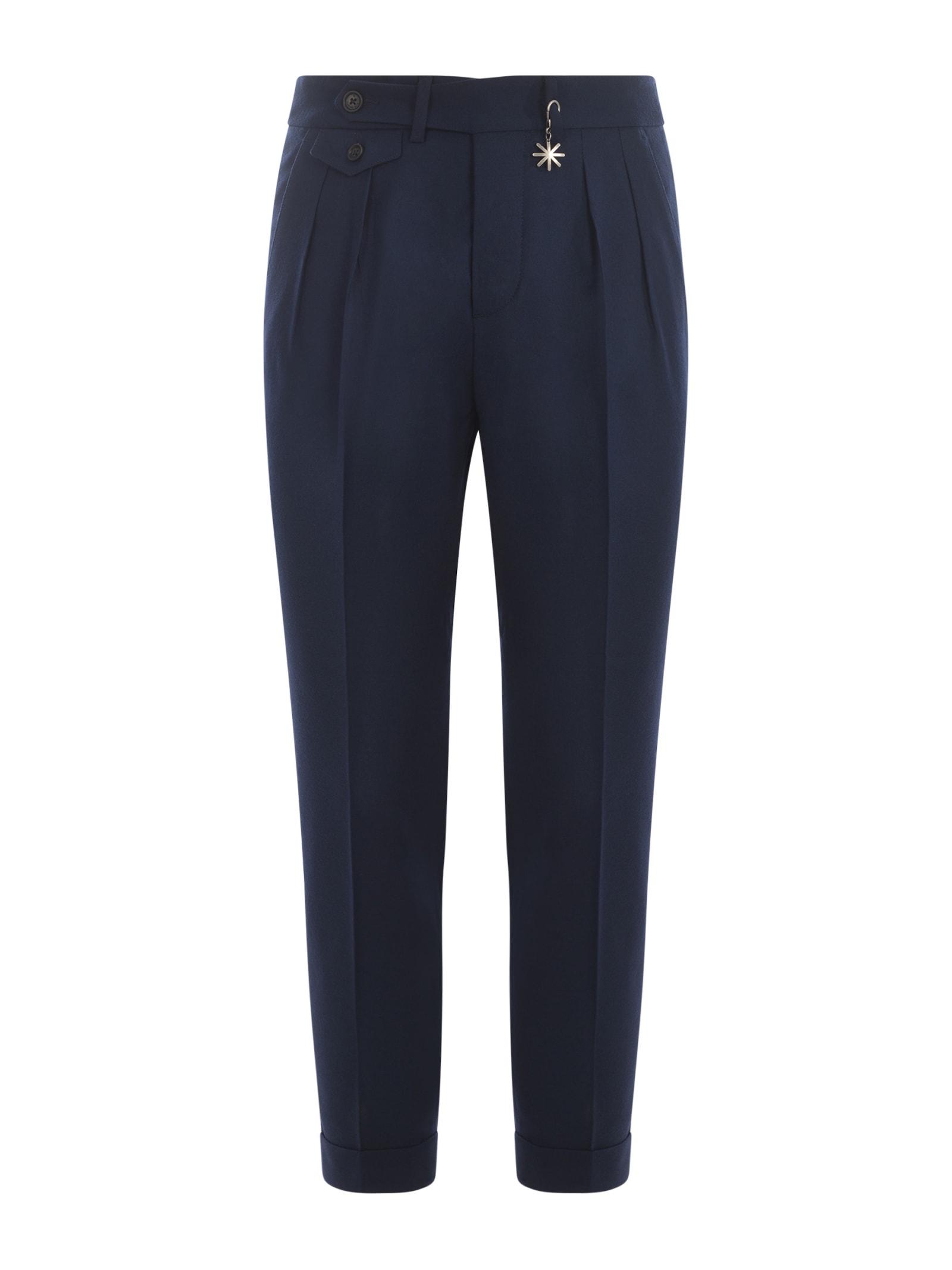 Shop Manuel Ritz Trousers  In Virgin Wool In Blue