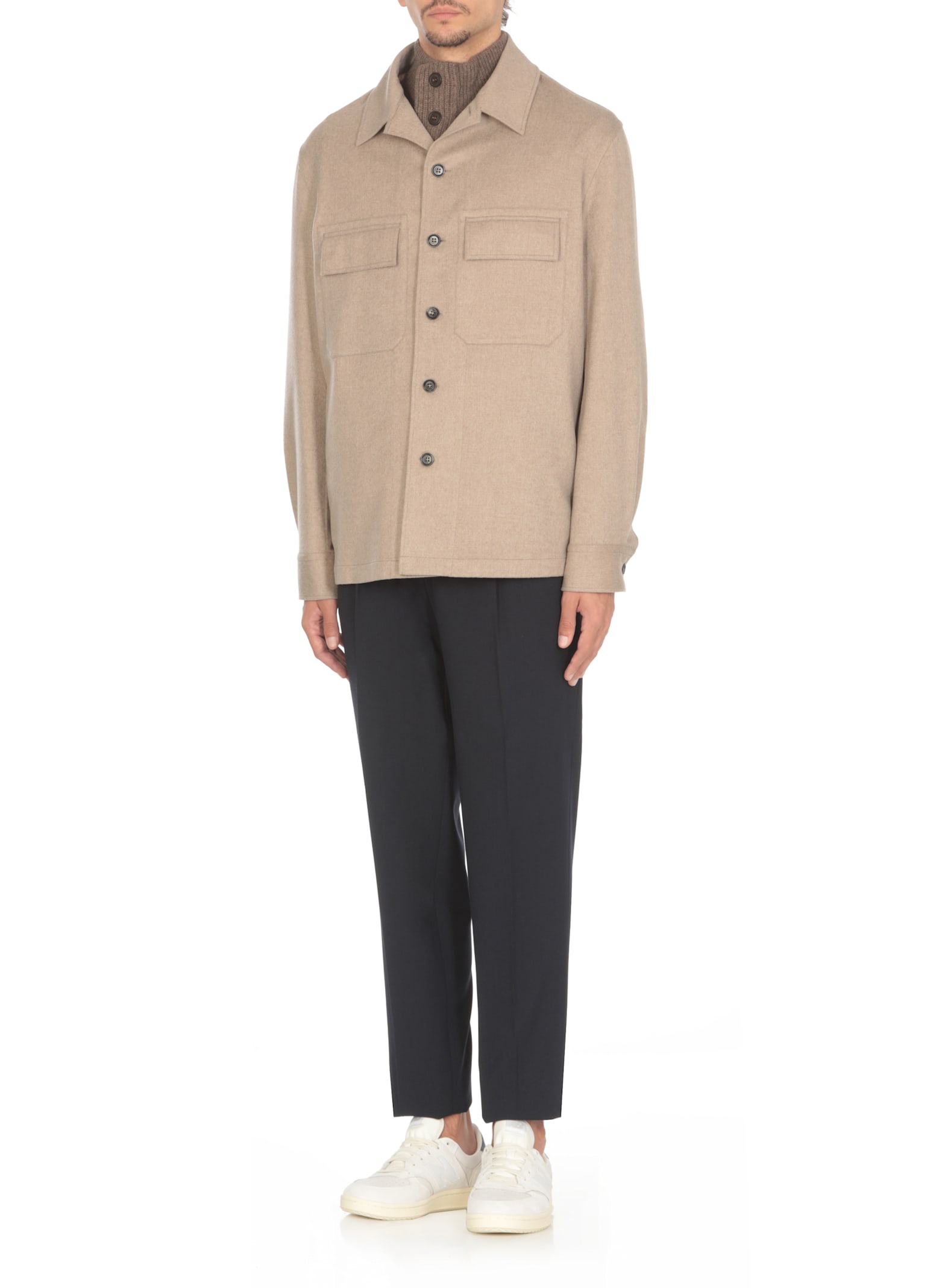 Shop Zegna Cashmere Overshirt In Beige