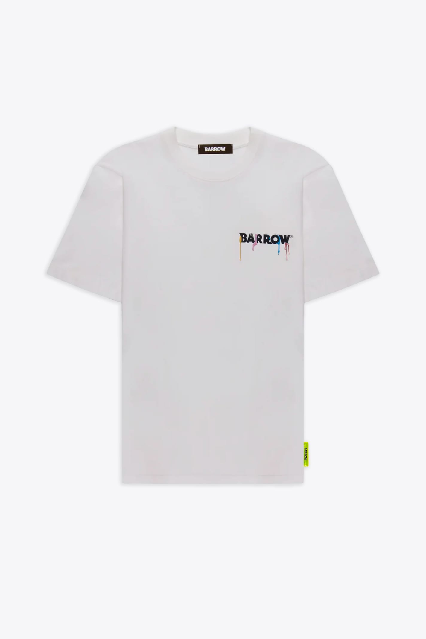 Shop Barrow Jersey T-shirt Unisex White Cotton T-shirt With Chest Logo And Back Smile Print With Paint In Bianco