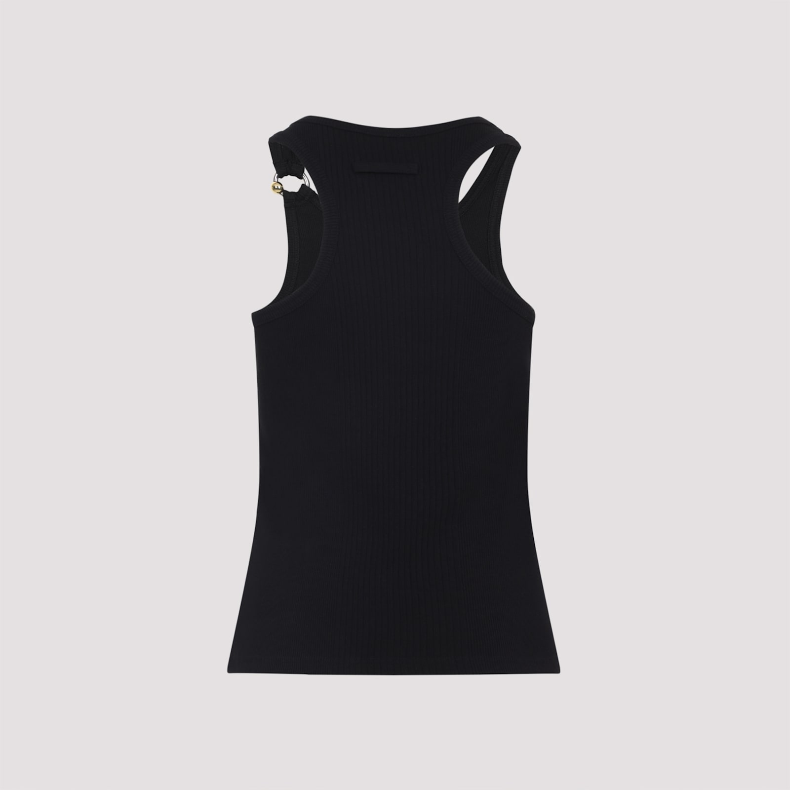 Jean Paul Gaultier Tank Top With Gold-tone Hardware And Ribbed Texture In Black