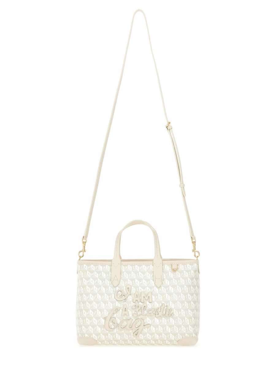 Anya Hindmarch Xs Tote Bag With I Am A Plastic Bag Pattern In Neutral