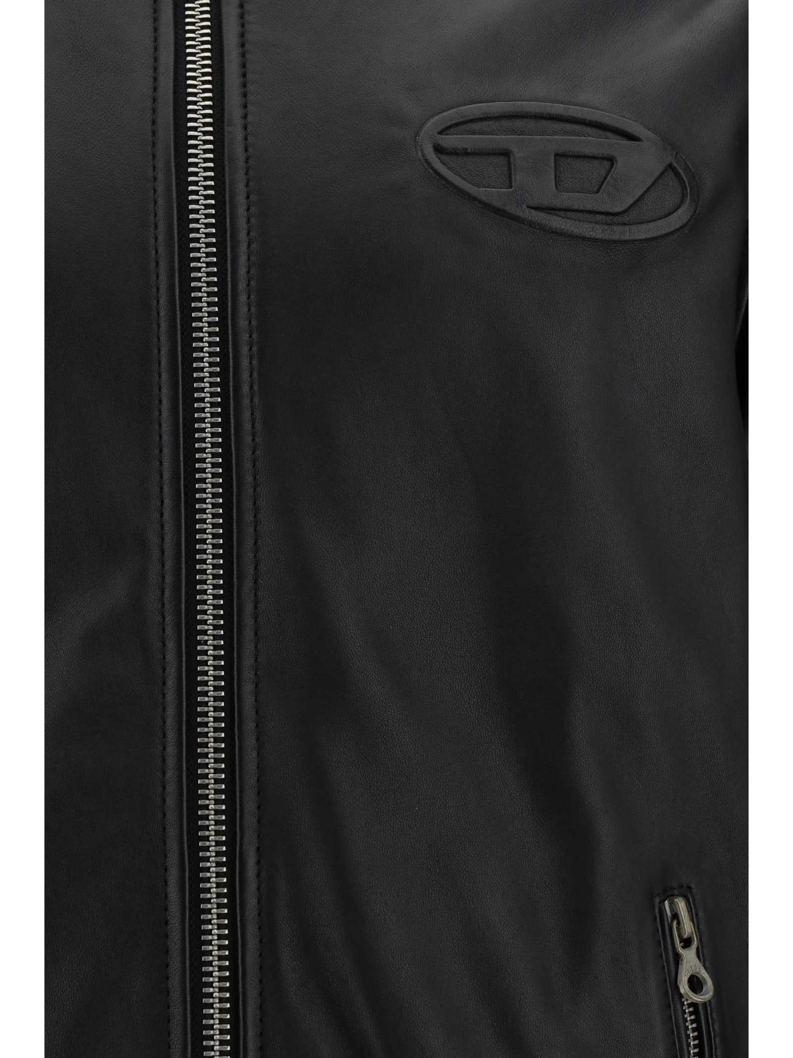 Shop Diesel L-metalo Leather Jacket In Black